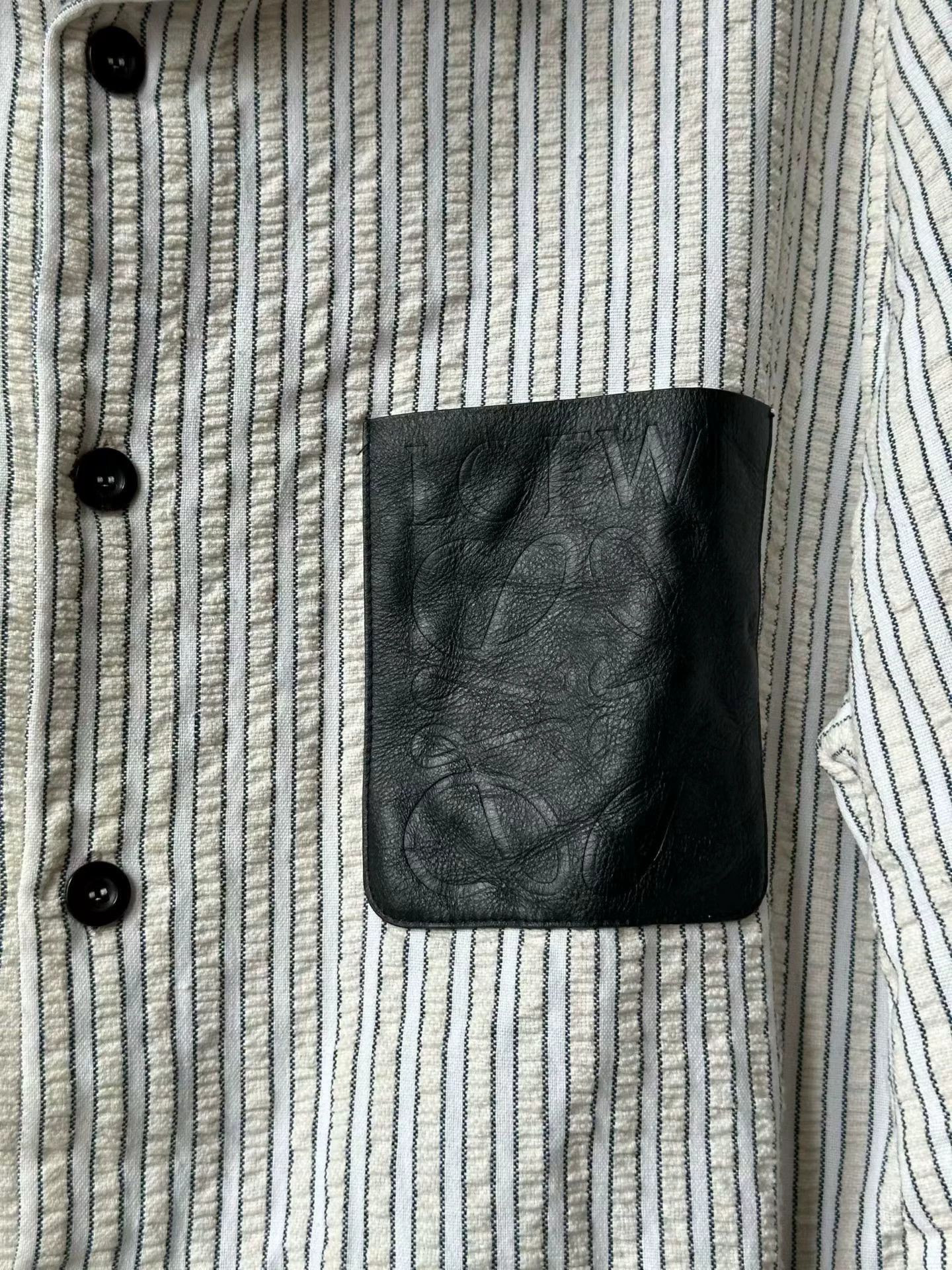 Loewe LOEWE Striped Leather Patch Shirt - Size 50 Size US M / EU 48-50 / 2 - 5 Thumbnail