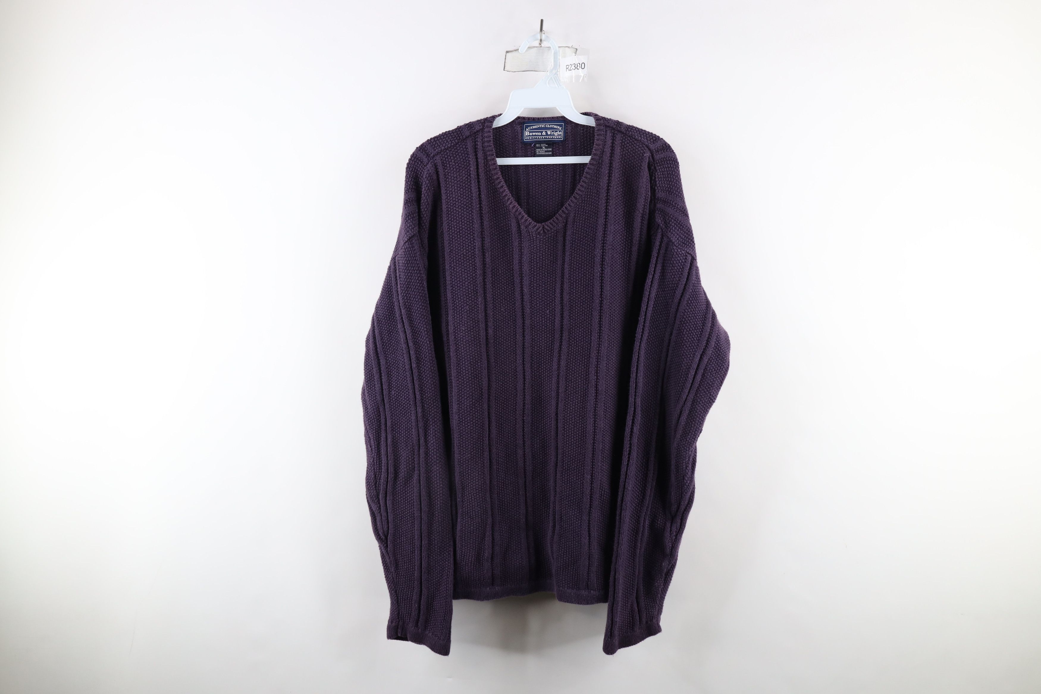 Vintage Vintage 90s Streetwear Thermal Ribbed Knit Sweater Purple Size US XL / EU 56 / 4 - 1 Thumbnail