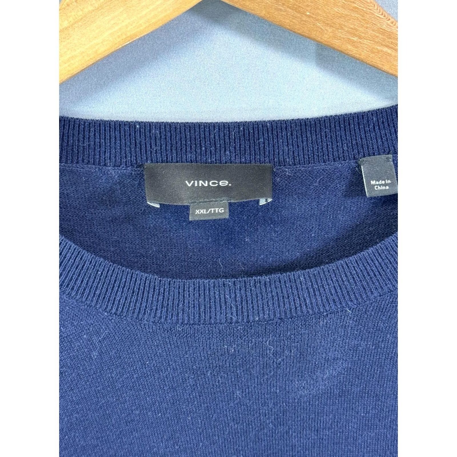 Vince Vince Sweater Mens 2XL Navy Blue Merino Wool Crewneck Pullover Classic Knit Shirt Mens Size US XXL / EU 58 / 5 - 4 Thumbnail