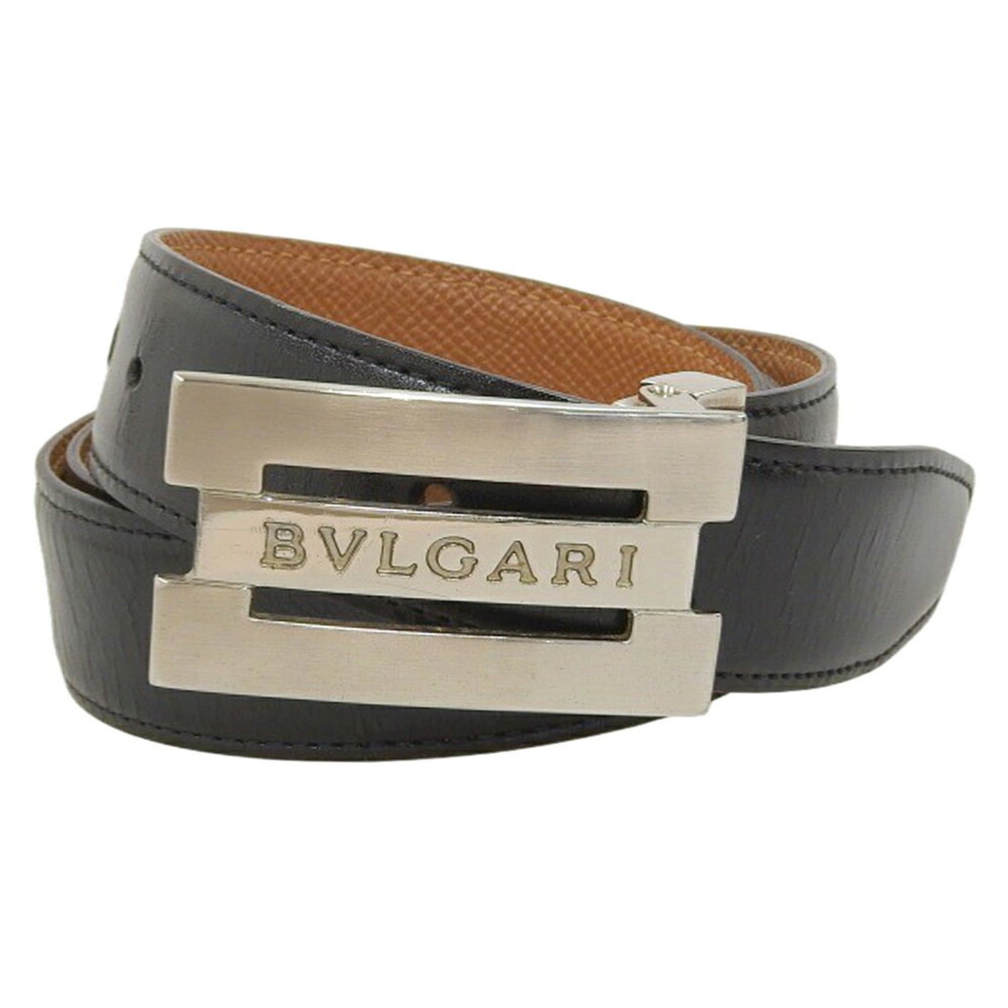 Bvlgari Bulgari BVLGARI waist belt, metal and leather, black brown, reversible. Size ONE SIZE - 1 Thumbnail