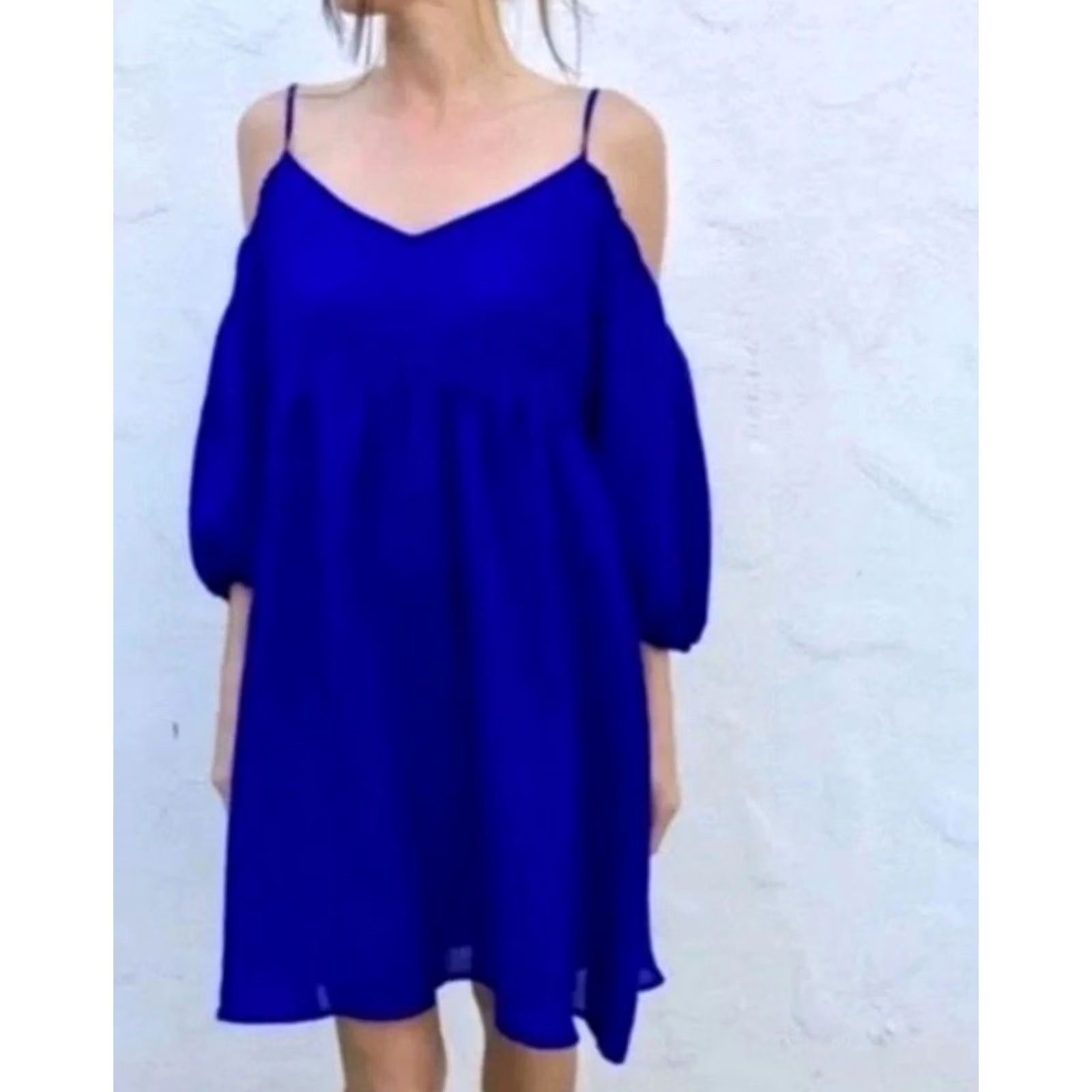 Anthropologie Moulinette Soeurs Carina Dress Off the Shoulder Blue Purple Anthropologie Dress Size S Womens Size S / US 4 / IT 40 - 6 Thumbnail