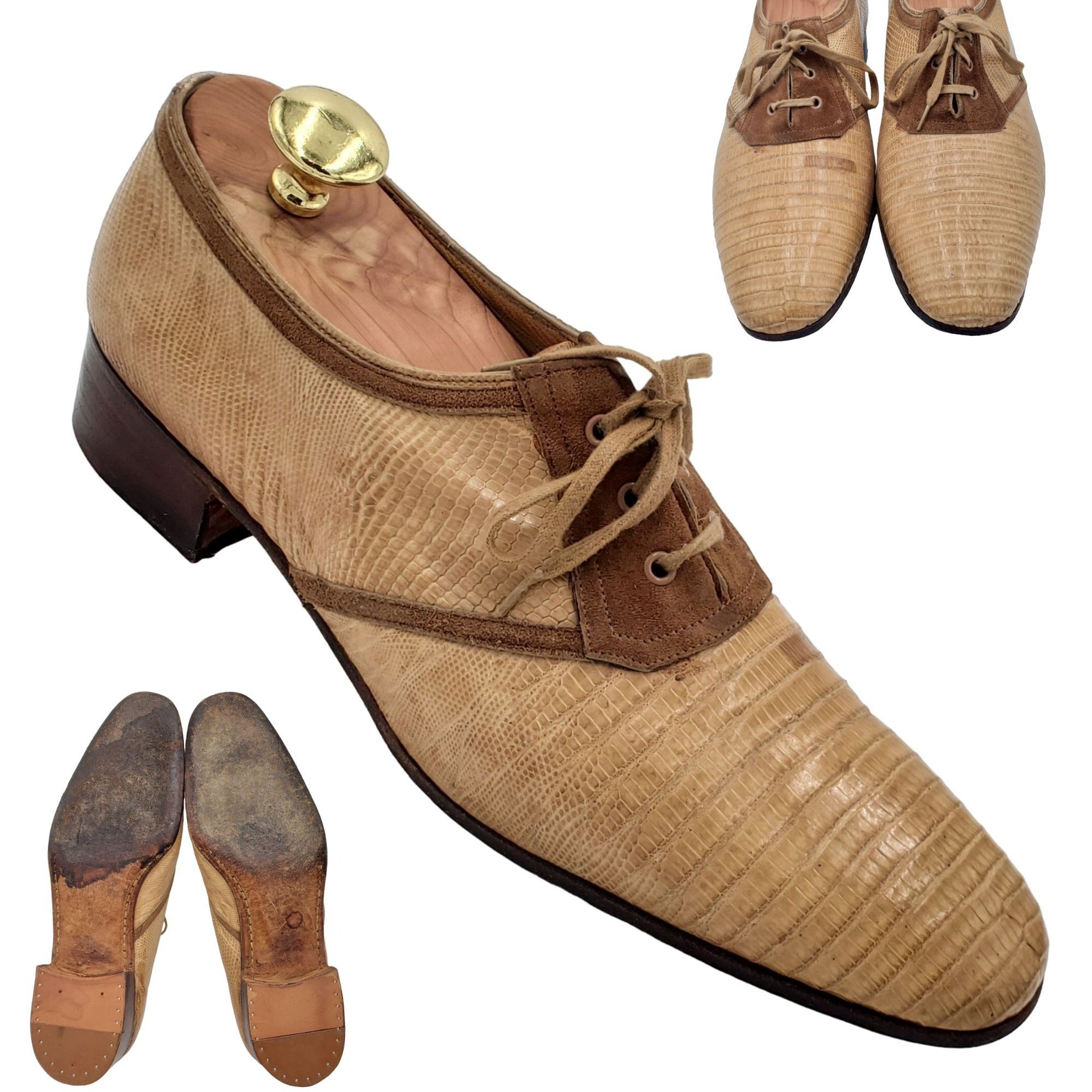 Mauri Vintage Mauri Italy Men 9 Exotic Teju Lizard Beige Tan Brown Size US 9 / EU 42 - 2 Thumbnail