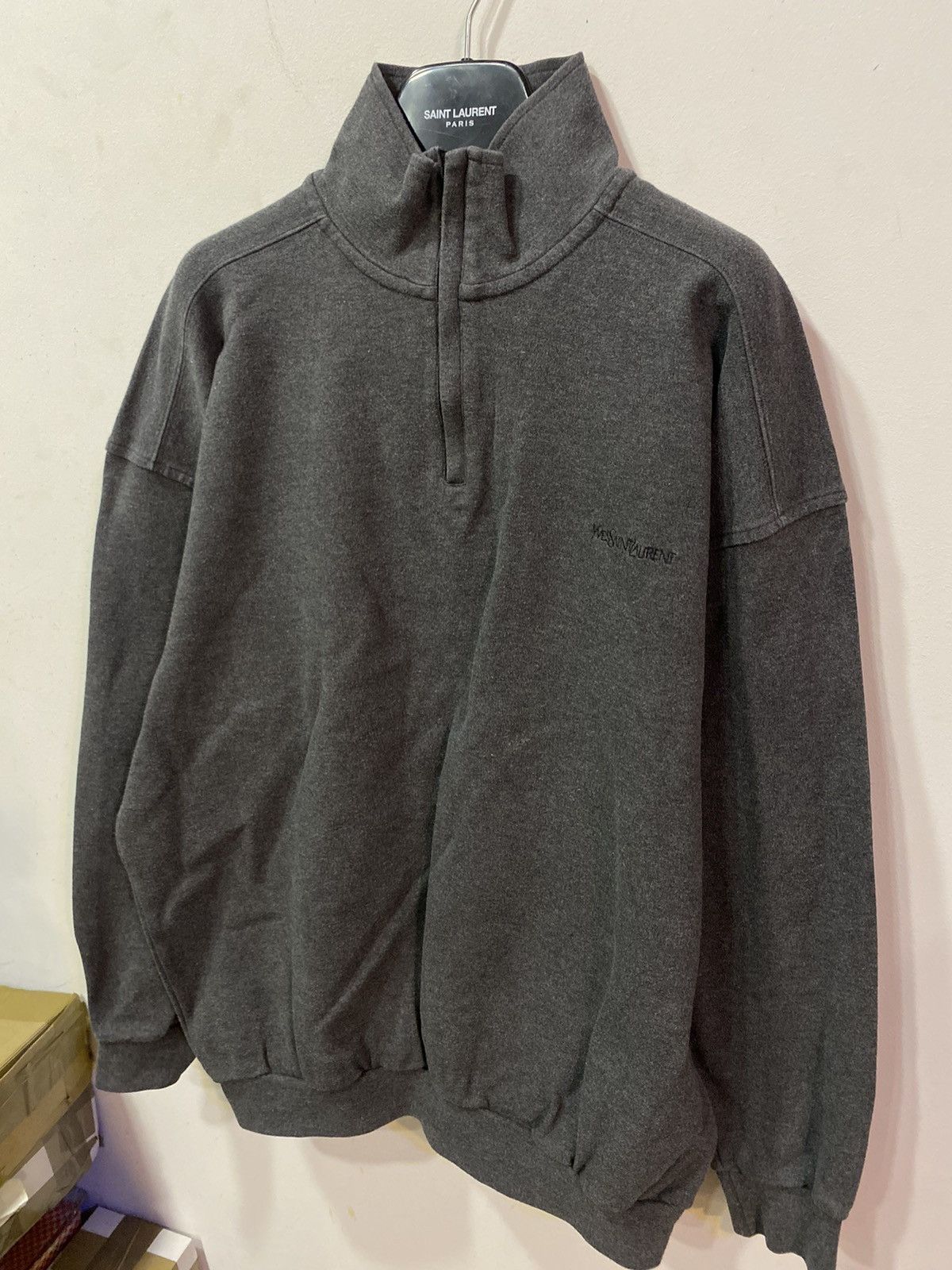 Yves Saint Laurent 90’s YSL Sweatshirt 1/4 Zip Grey YSL Sweater Size US XL / EU 56 / 4 - 16 Thumbnail
