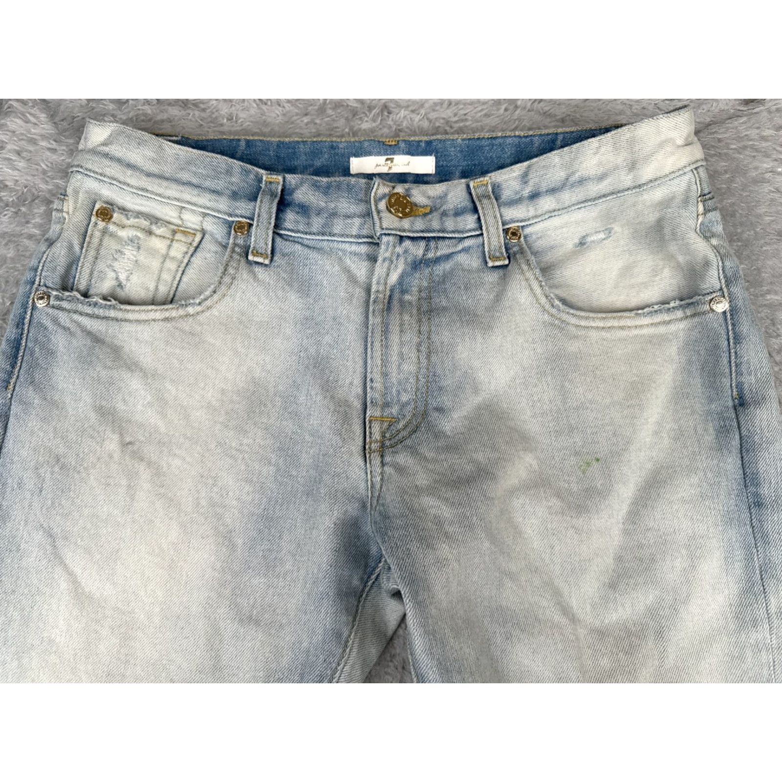 7 For All Mankind 7 For All Mankind Jeans Womens 28 Blue Denim Relaxed Skinny Bleached 28x29 28 Inseam 5-Pocket Logo Embroidered Distressed Comfort Stretch Size 28" / US 6 / IT 42 - 4 Thumbnail