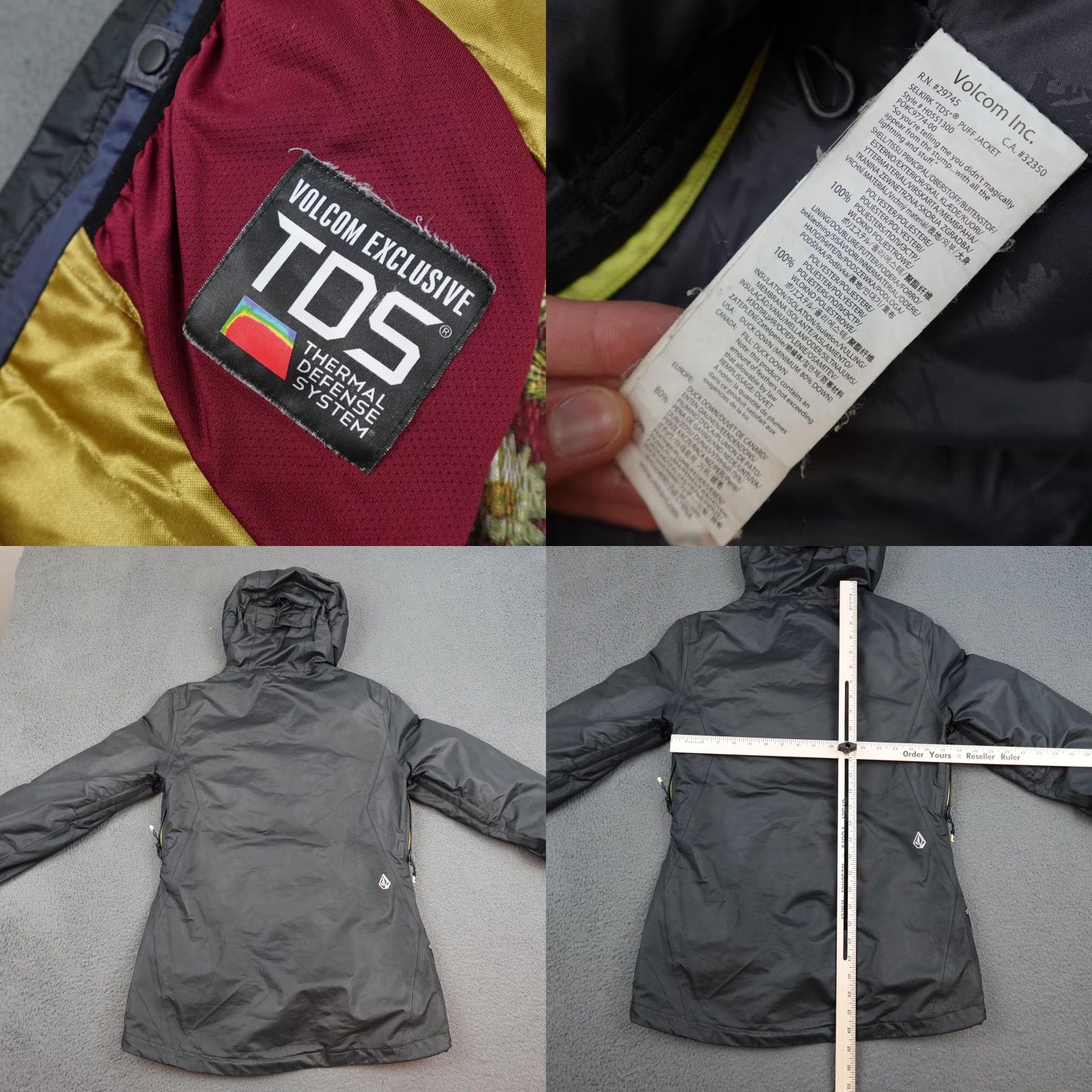 Volcom Volcom Jacket Womens Medium Black Hooded Full Zip TDS Thermal Insulated EQS Puffer, Softshell, Zip, Pockets, Lined, Wool? Size S / US 4 / IT 40 - 8 Thumbnail