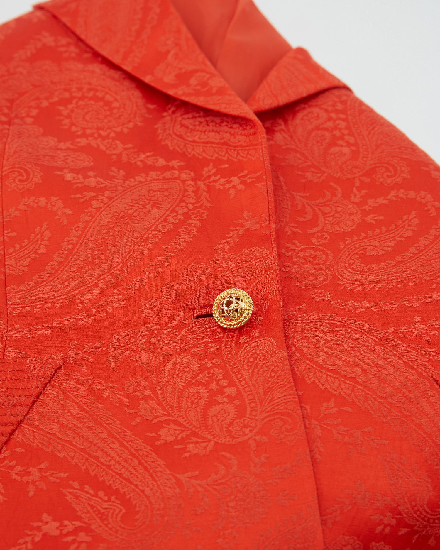 Versace S/S 1991 Orange silk paisley print blazer and skirt set Size M / US 6-8 / IT 42-44 - 10 Thumbnail
