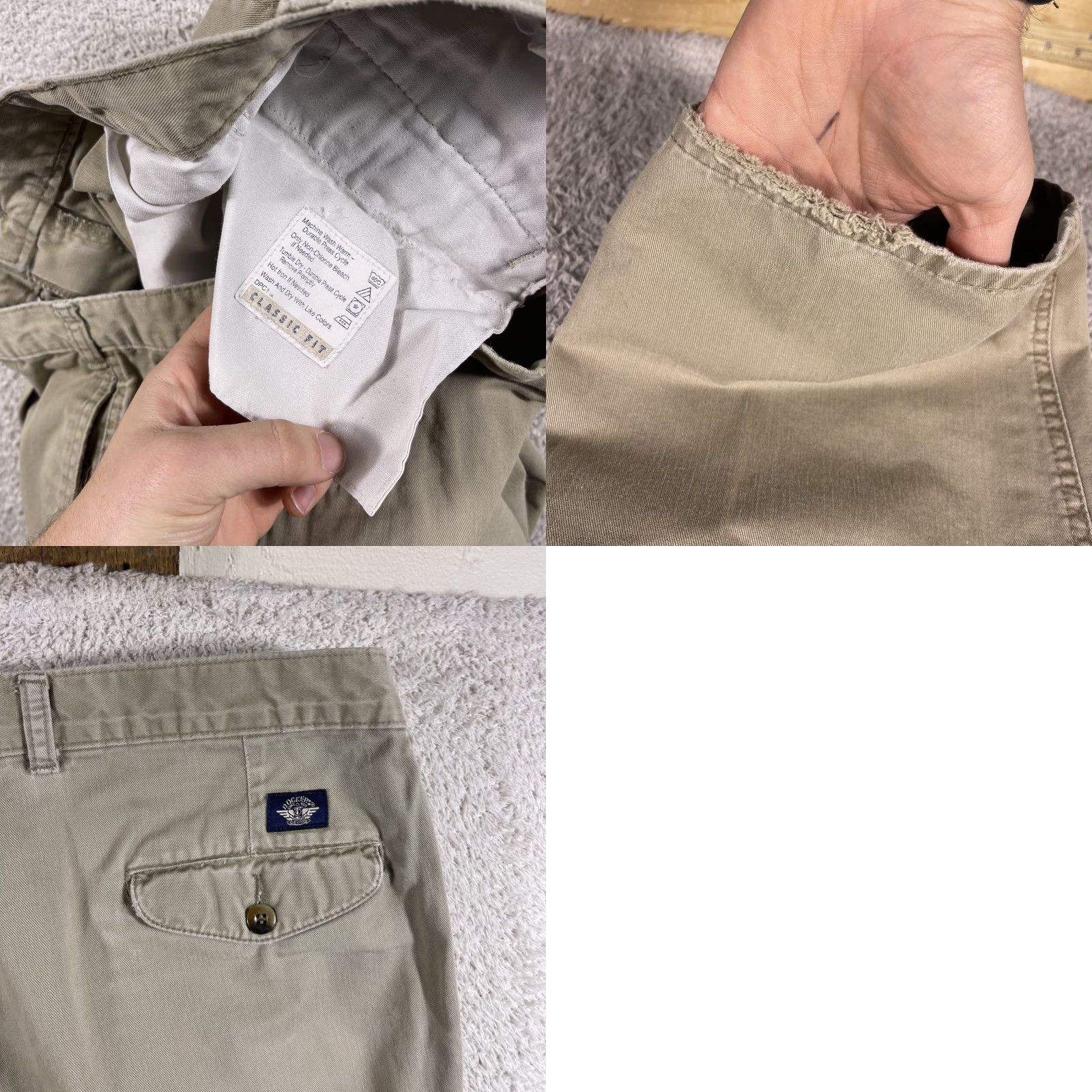 Dockers VINTAGE Dockers Pants Mens 38x30 Khaki Beige Classic Pleated Cotton Size US 37 - 10 Thumbnail