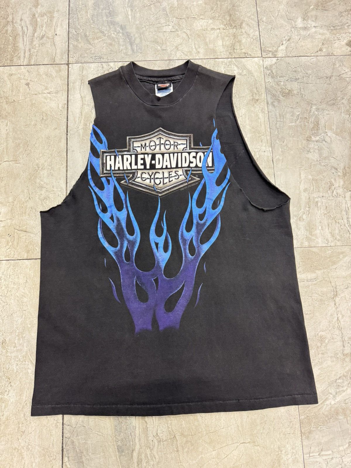 Harley Davidson Vintage 1994 Harley Davidson Flame Cut Off Tee Size US L / EU 52-54 / 3 - 1 Thumbnail