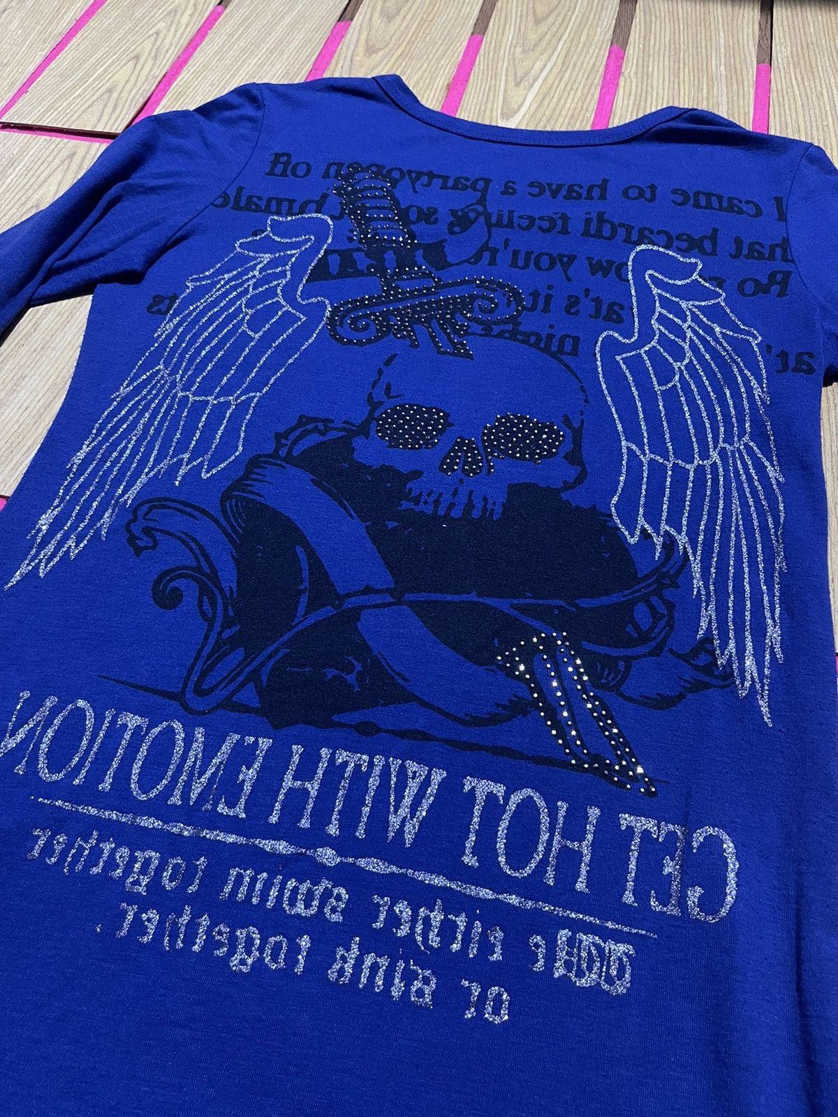 If Six Was Nine Y2K long sleeve t-shirt with skull cross pattern ifsix style Size M / US 6-8 / IT 42-44 - 2 Thumbnail