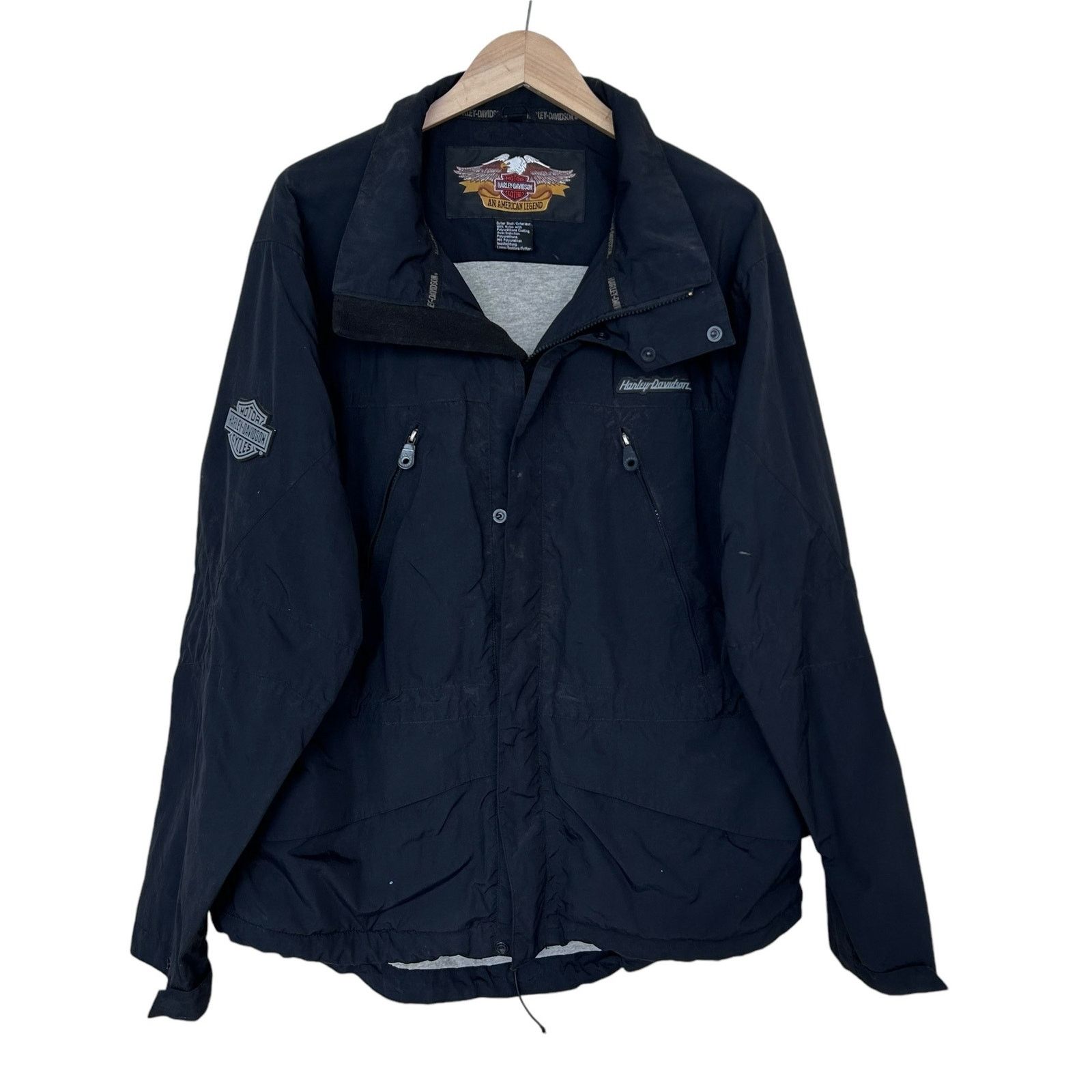 Harley Davidson Harley Davidson Black Spell Out Jacket Sz L Size US L / EU 52-54 / 3 - 1 Thumbnail