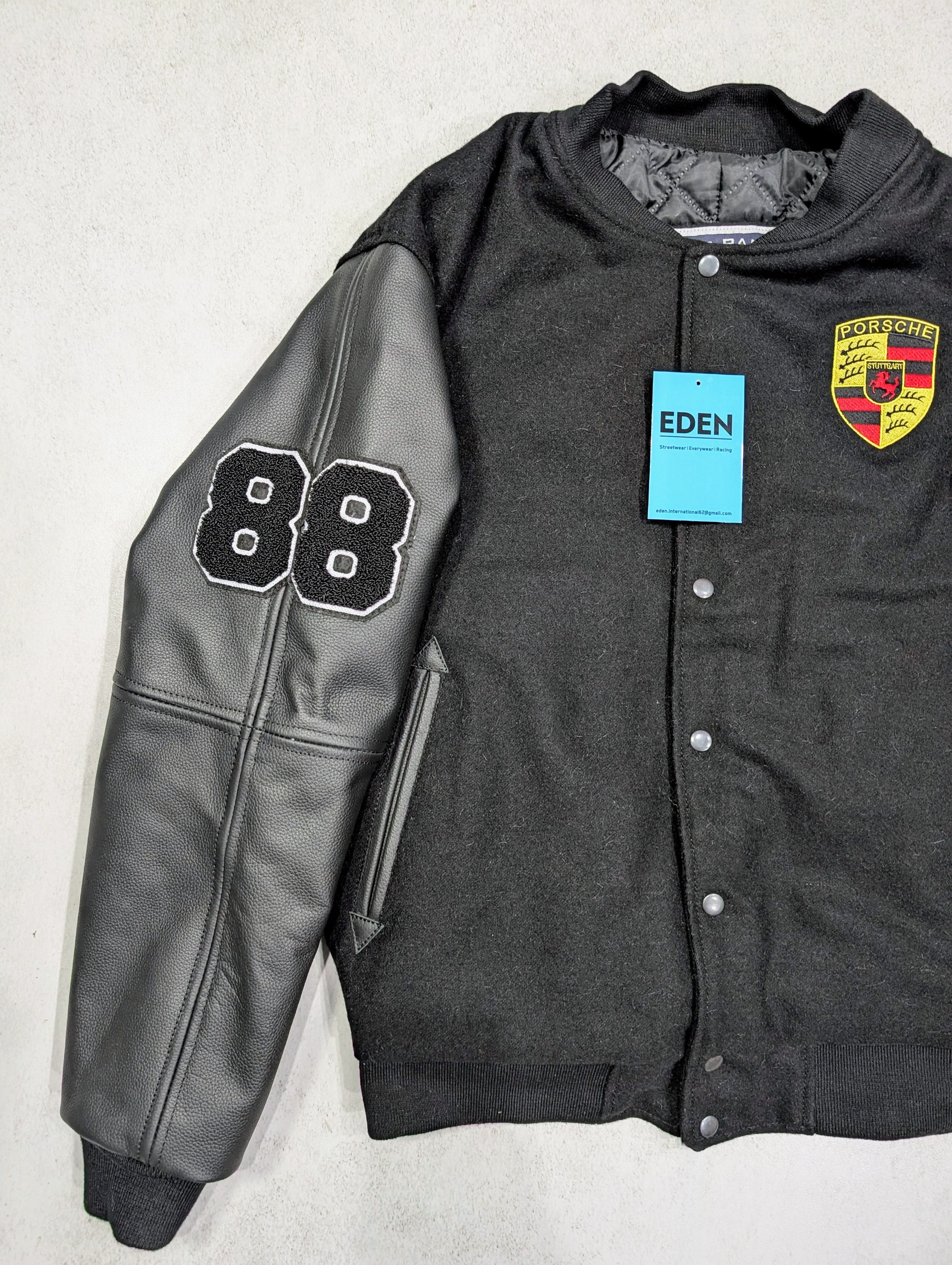 Vintage 🔥 PORSCHE 🔥 RARE VARSITY LEATHER JACKET Size US M / EU 48-50 / 2 - 2 Thumbnail