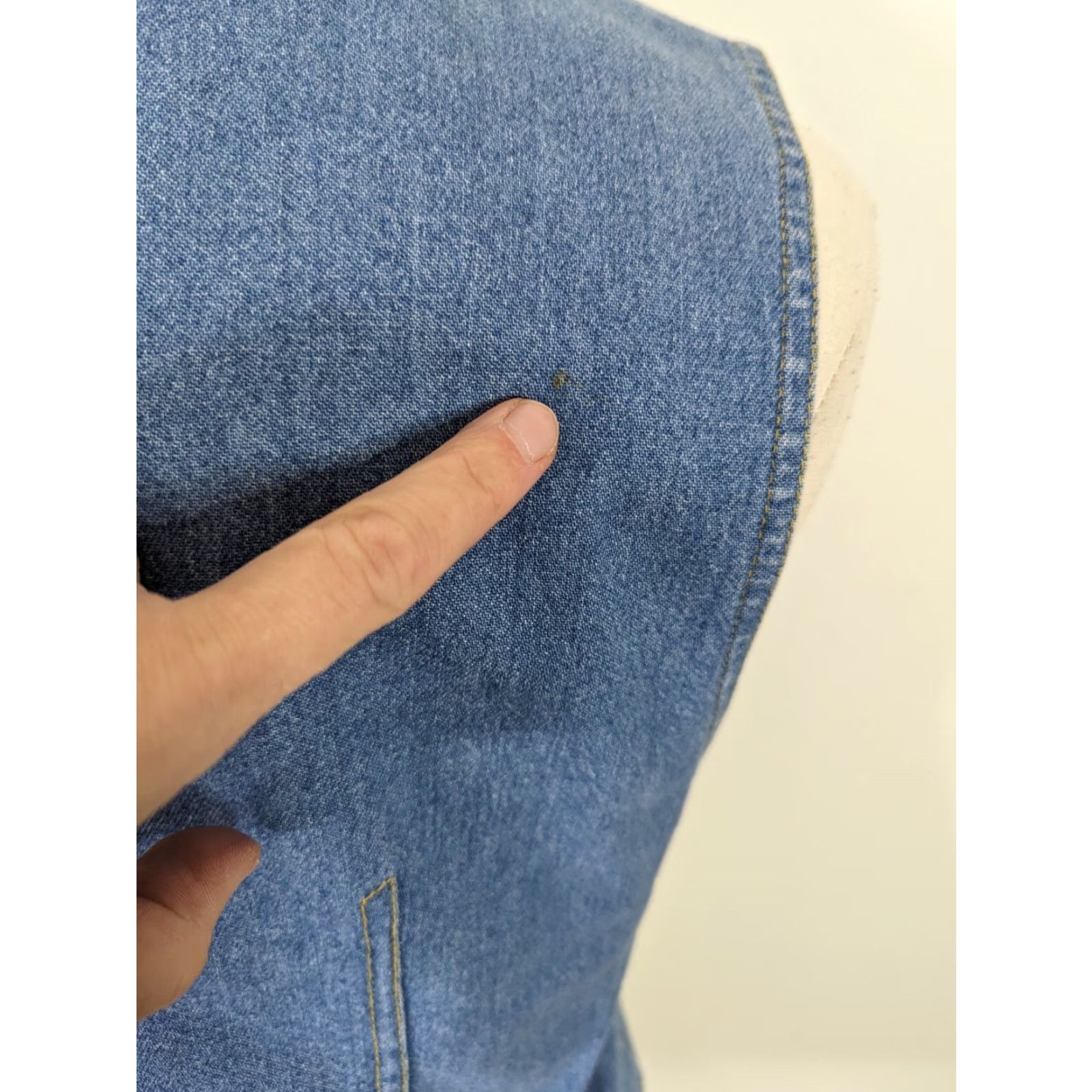 Denime VINTAGE Denim Blue Jean Vest Embroidered Cottagecore Grunge Womens Large V3J Jacket Vest Size 36" / US 14 / IT 50 - 4 Thumbnail