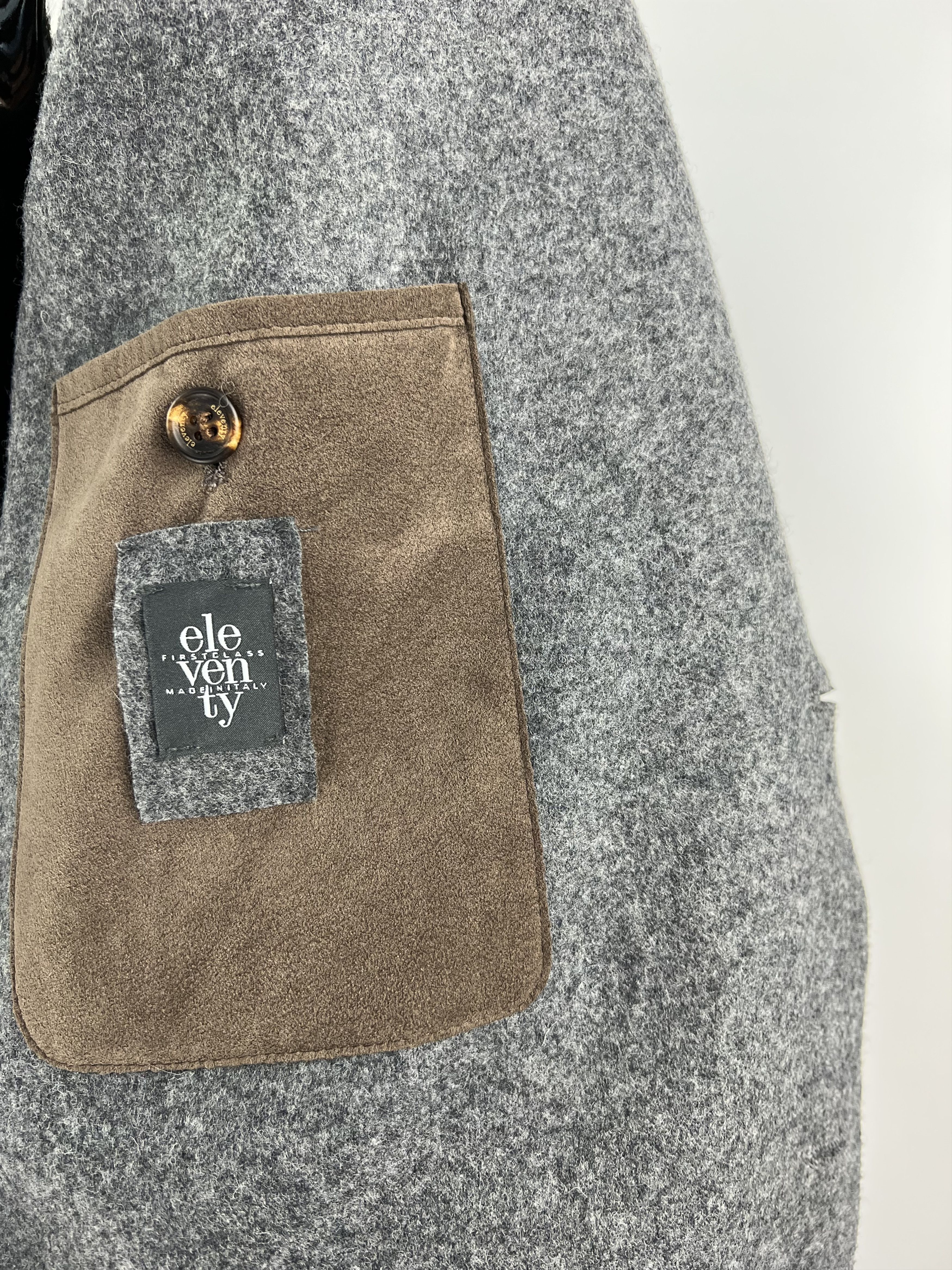 Eleventy Eleventy Men's Gray Wool Blazer Size 52 M/L Suede Details Size 52R - 7 Thumbnail
