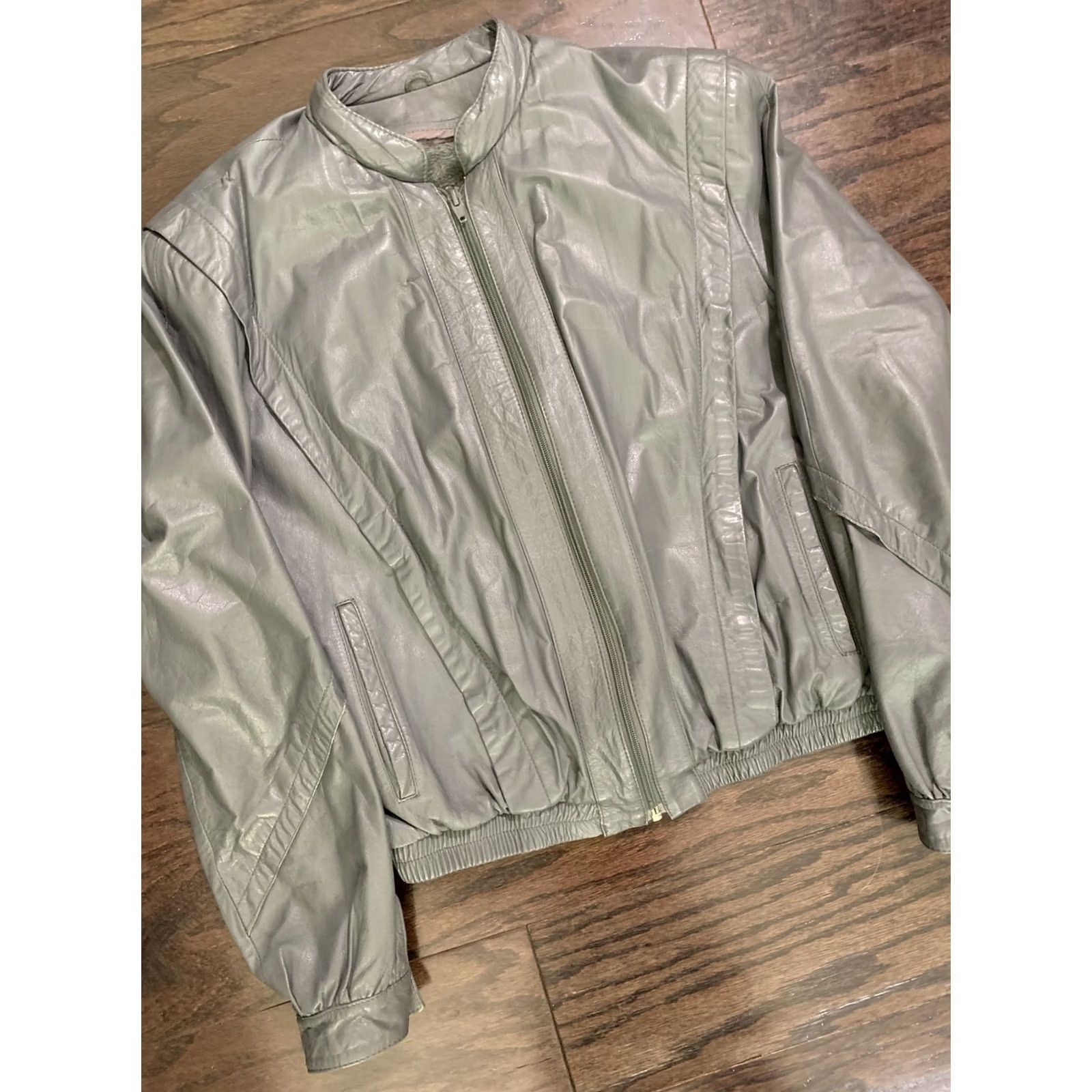 Ben Sherman VINTAGE Bermans Leather Jacket Womens Gray 12 Leather Jacket Coat Full Zip Vintage Size XL / US 12-14 / IT 48-50 - 4 Thumbnail