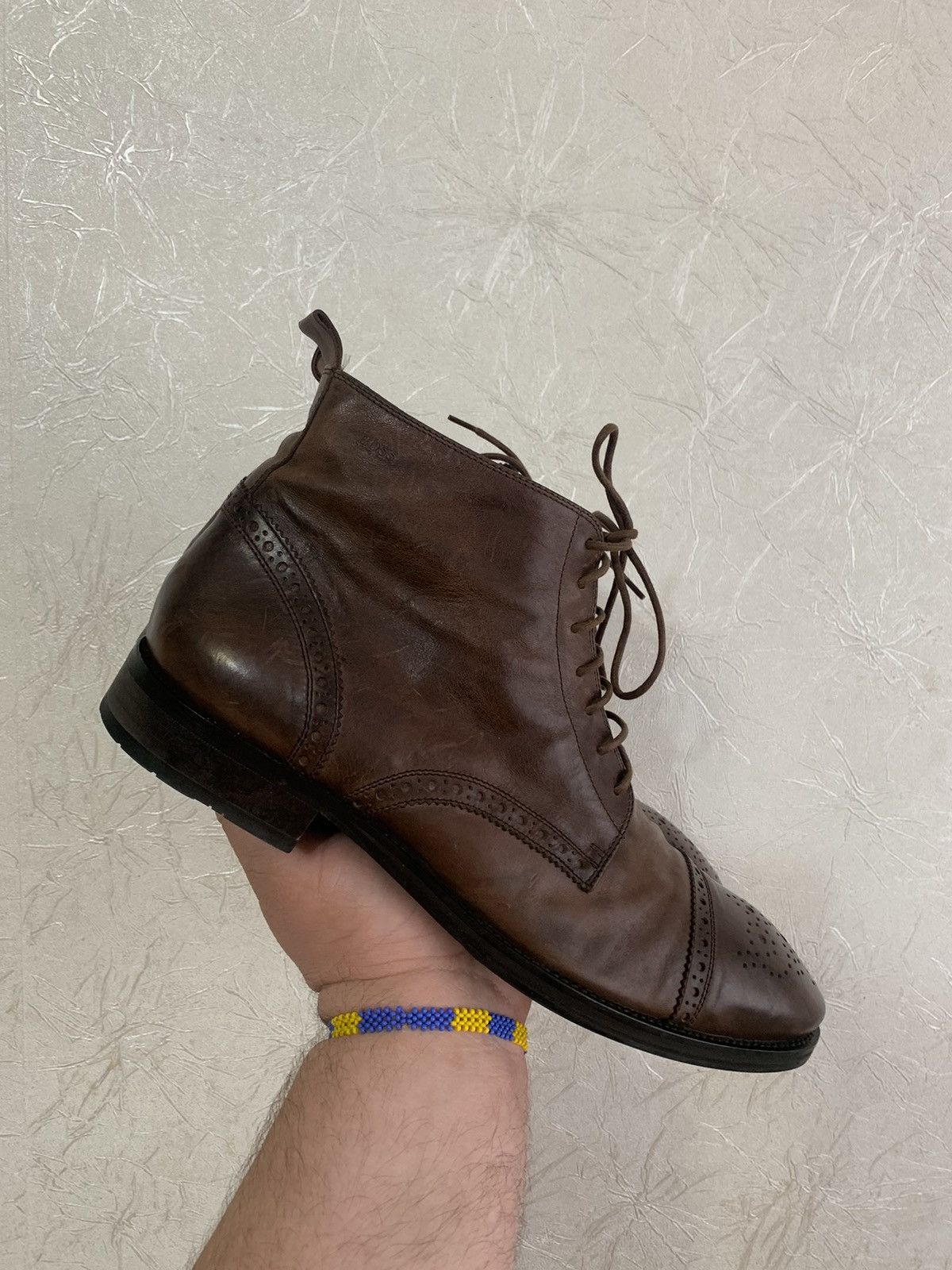 Genuine Leather × Hugo Boss Boss Hugo Boss Brown Leather Brogue Boots Made in Italy US11 Size US 11 / EU 44 - 3 Thumbnail
