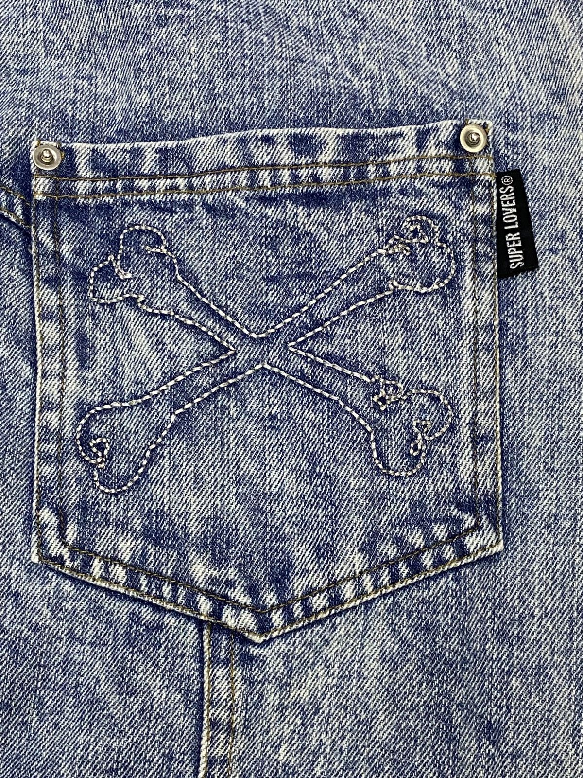 Japanese Brand Super Lovers Ripped Distressed Drop Crotch Baggy Jeans Size 28" / US 6 / IT 42 - 11 Thumbnail