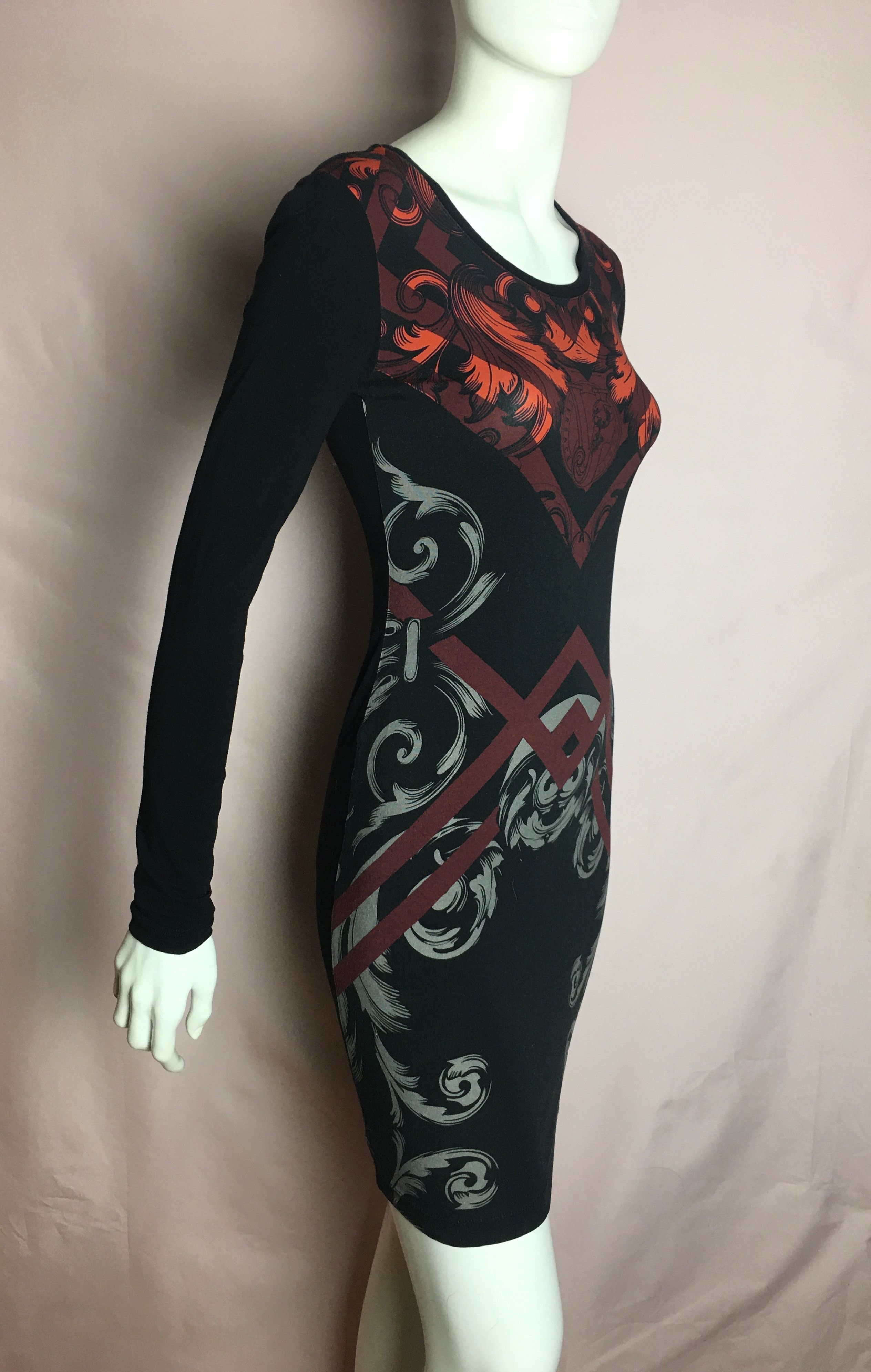 Versace Versace Jeans Couture Baroque Logo Black Mini Dress Size S / US 4 / IT 40 - 7 Thumbnail