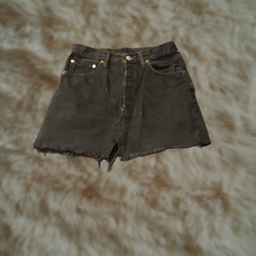 Levi's VINTAGE Levi's Skirt Womens 4 Denim High Rise Black Button Fly Pockets 501 UK 90s Bohemian Short Mini Mens? Size 27" / US 4 / IT 40 - 1 Thumbnail