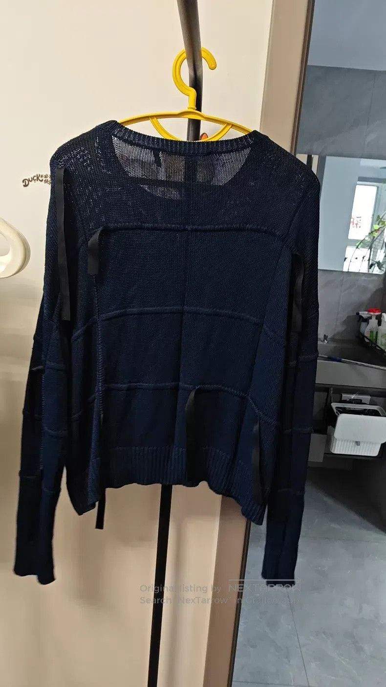 Helmut Lang Helmut Lang Geometric Grid Knit Sweater, Navy Blue Size M / US 6-8 / IT 42-44 - 6 Thumbnail