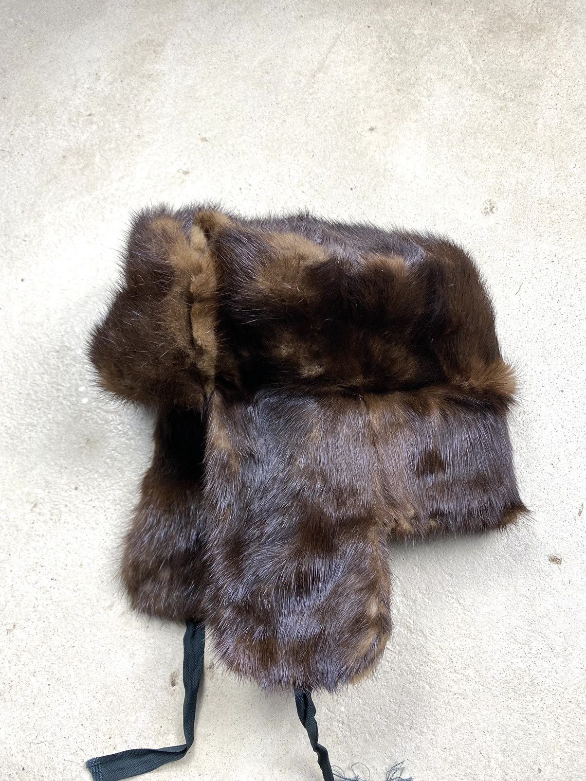 Vintage Vintage Soviet Era Black Fur Ushanka Trapper Hat Winter Cap Size ONE SIZE - 7 Thumbnail