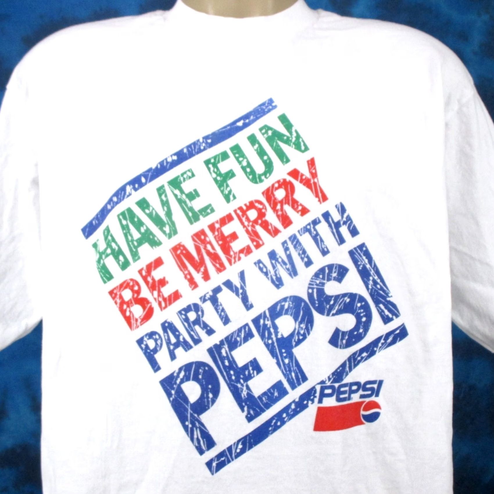 Fruit Of The Loom VINTAGE 80s PARTY WITH PEPSI HAVE FUN BE MERRY T-Shirt XL soda pop single stitch Mens Size US XL / EU 56 / 4 - 3 Thumbnail