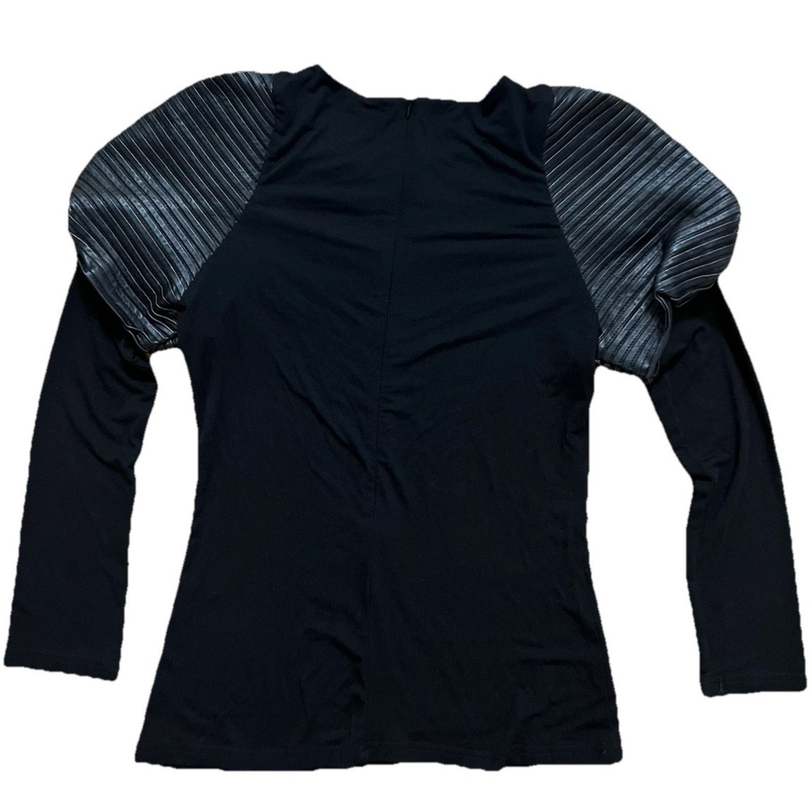 & Other Stories Gracia black leather nylon top office party size S A001429 Size S / US 4 / IT 40 - 2 Thumbnail