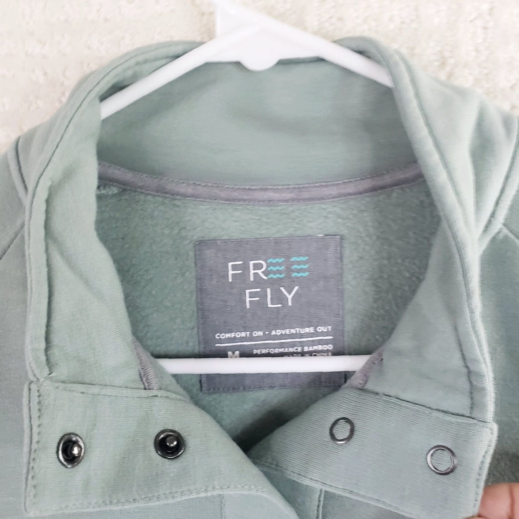 Vintage Free Fly Women’s M Bamboo Thermal Fleece Snap Pullover Henley Green Thumb Holes Sweatshirt XS? Wait Size M / US 6-8 / IT 42-44 - 5 Thumbnail
