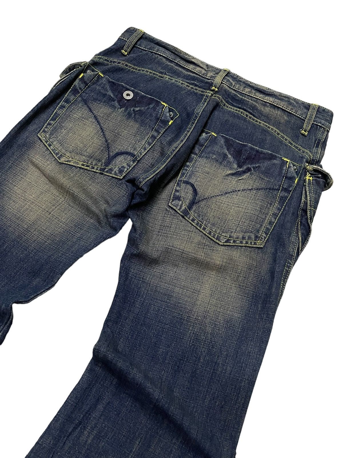 Hysteric Glamour × Japanese Brand × Shellac Back Number Japan Muddy Wash Flared Large Pocket Bush Jeans Size US 31 - 14 Thumbnail