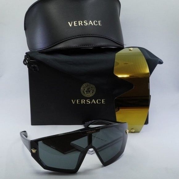 image of New Versace Ve4461 Gb1/87 Black/ Dark Grey /mirror Gold Sung, Men's