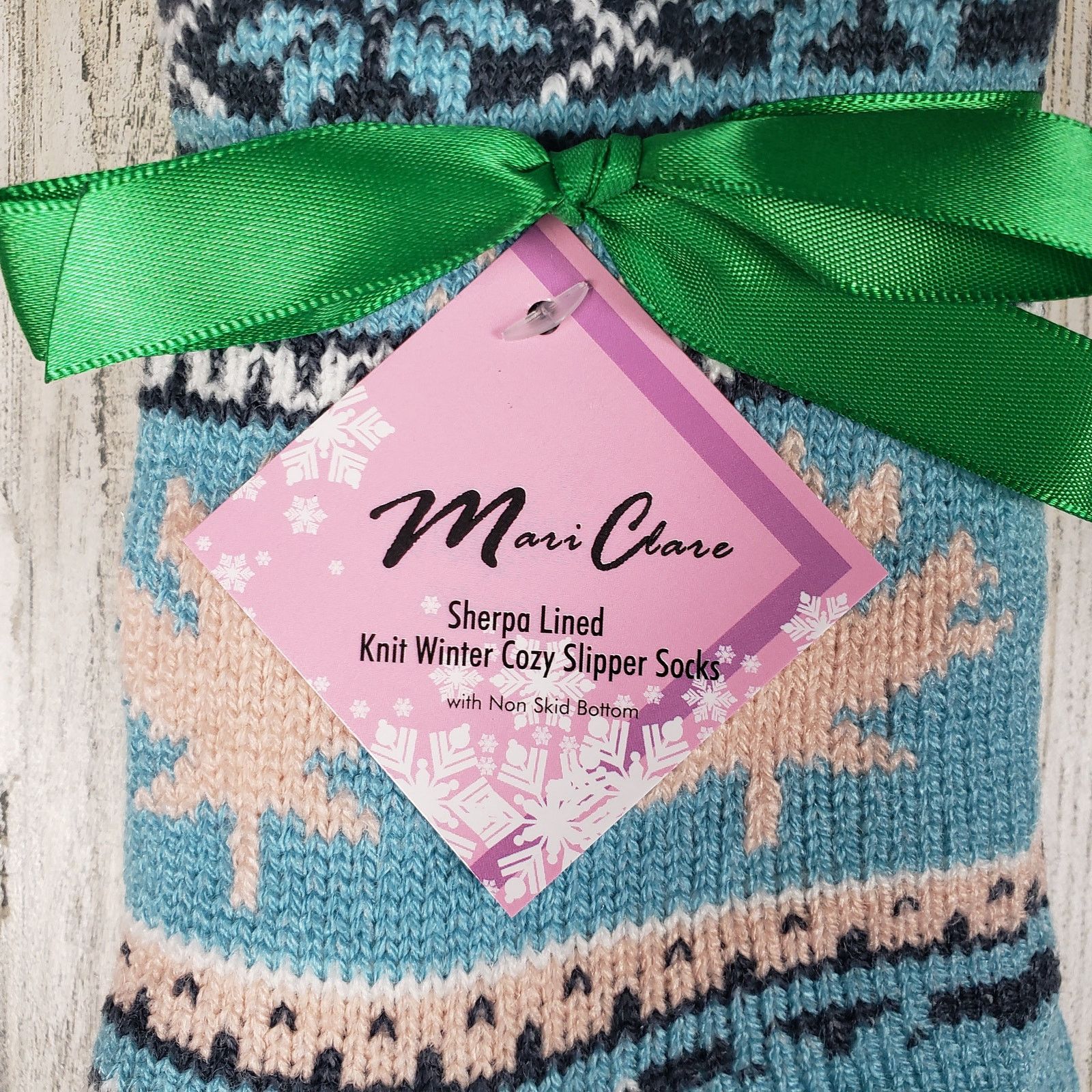 Other NWT Sherpa Lined Knit Winter Snowflake No-Slip Slipper Socks Size ONE SIZE - 4 Thumbnail