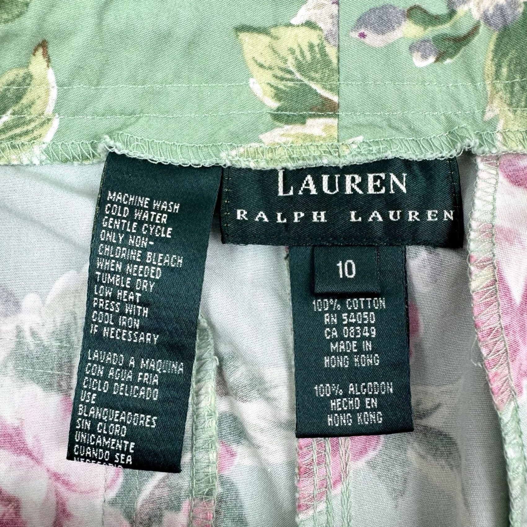 Ralph Lauren VINTAGE Lauren Ralph Lauren Capri Pants Womens 10 Floral Tropical Preppy Y2K Capri Pants Womens 10 Green Floral Summer Beach Hawaiian Size 32" / US 10 / IT 46 - 6 Thumbnail