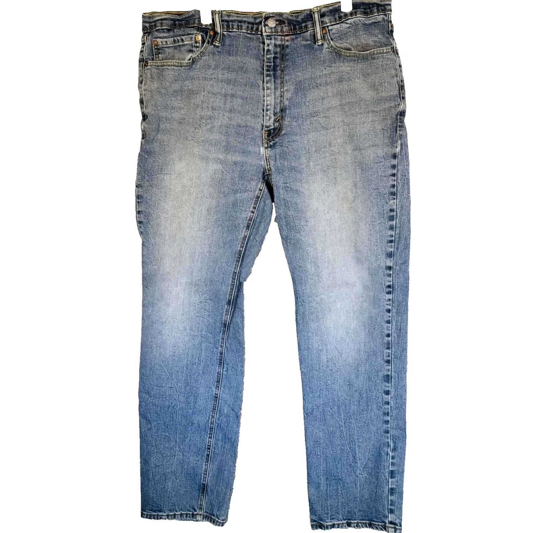 Levi's Levi's Jeans Men 39x32 Blue Light Wash Straight Regular Stretch Zip Fly 5-Pocket Denim USA 500 Series Mens Size US 39 - 5 Thumbnail