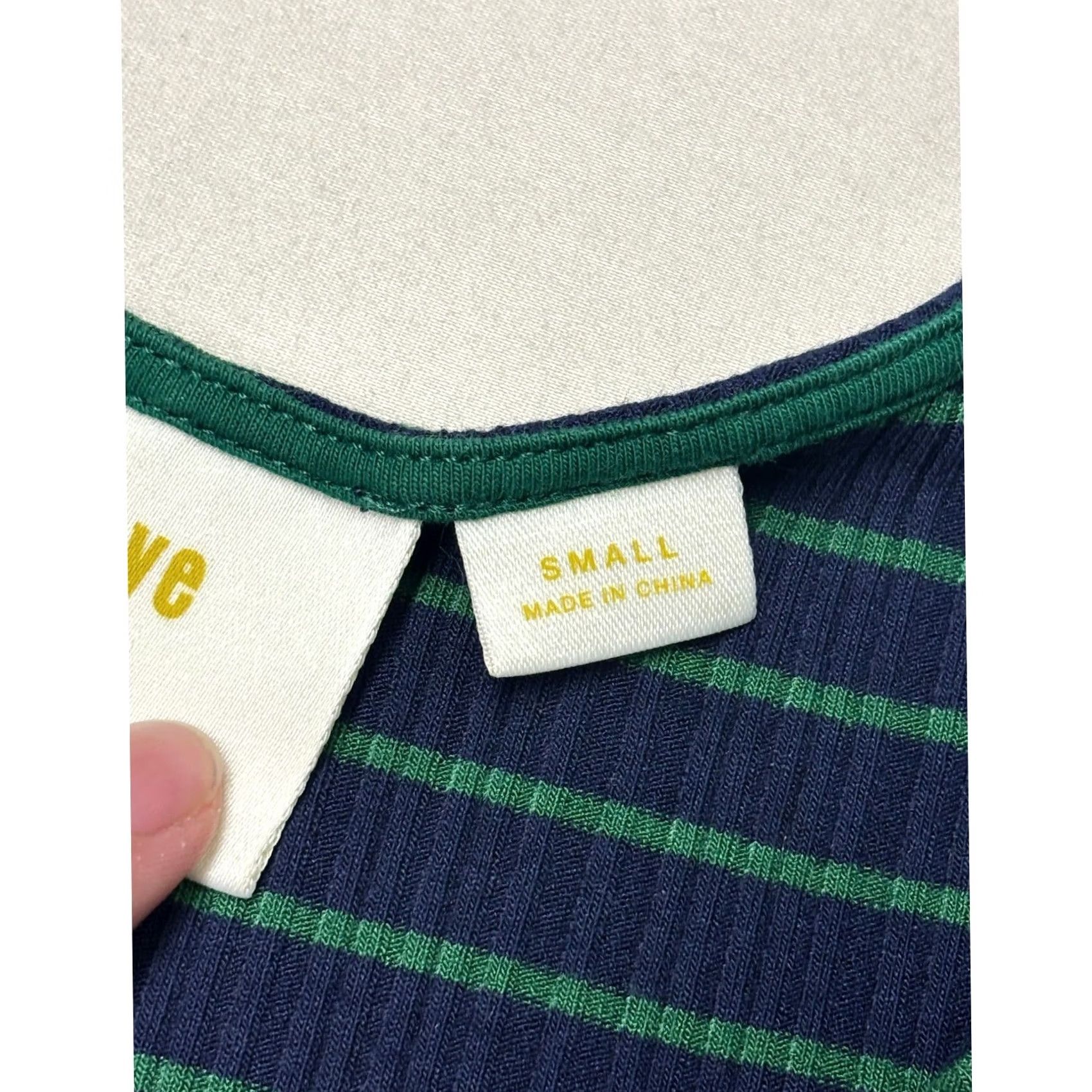 Anthropologie Maeve Anthropologie Midi Dress Womens S Navy Green Striped Ribbed Knit V-Neck Size S / US 4 / IT 40 - 3 Thumbnail