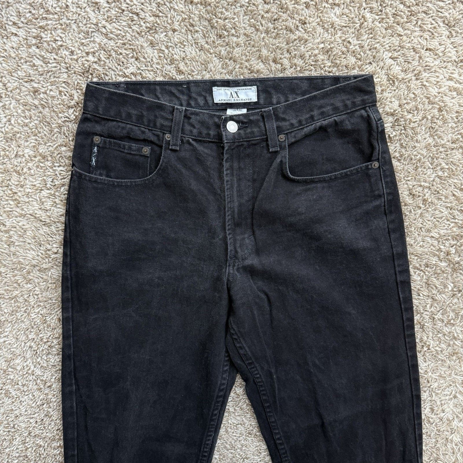 Armani Exchange × Vintage Vintage Armani Made In USA Black Denim Jeans Tapered Pants Size US 30 / EU 46 - 8 Thumbnail
