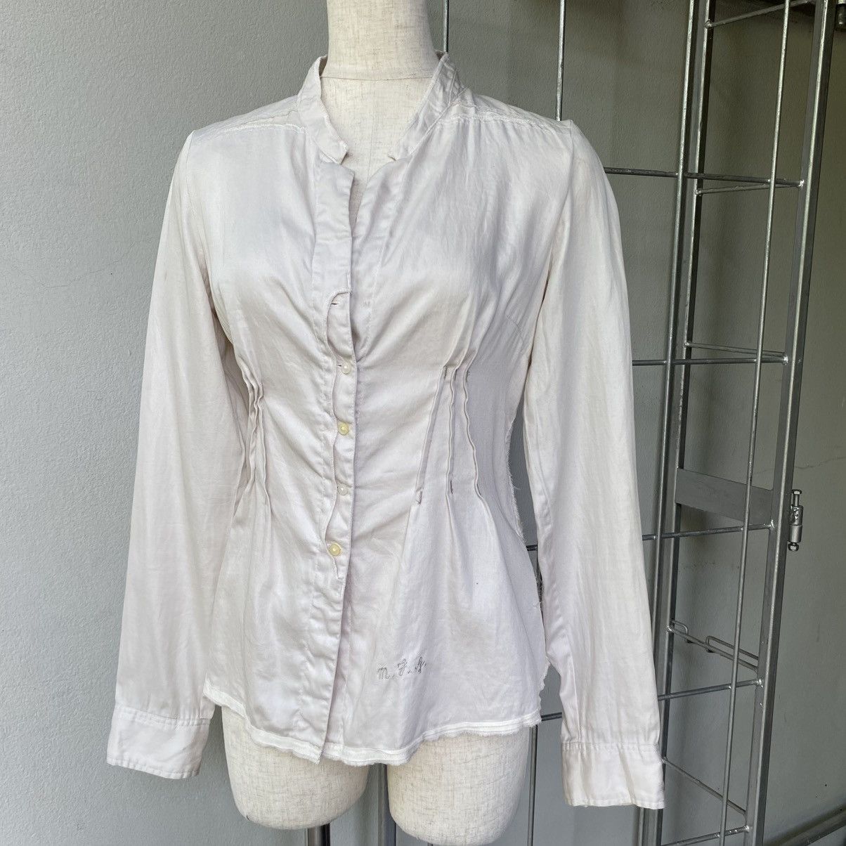 Marithe + Francois Girbaud MARITHE + FRANÇOIS GIRBAUE Grey V-Neck Button-Up Shirt Size S / US 4 / IT 40 - 12 Thumbnail