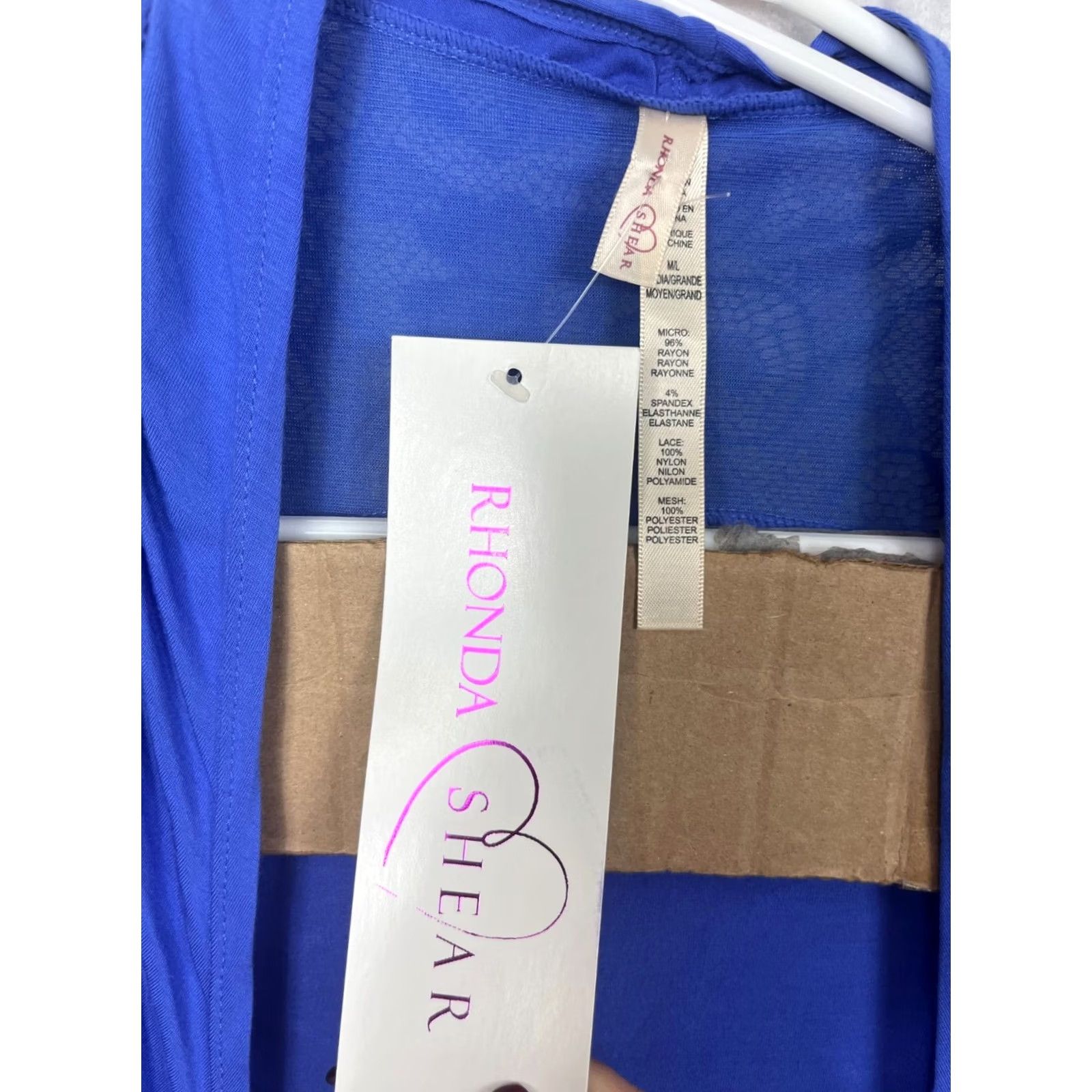YOKE Rhonda Shear Ahh Comfort Wrap Cardigan Lace Yoke Open Front Drape Women M/L Blue 6518 New Size M / US 6-8 / IT 42-44 - 3 Thumbnail