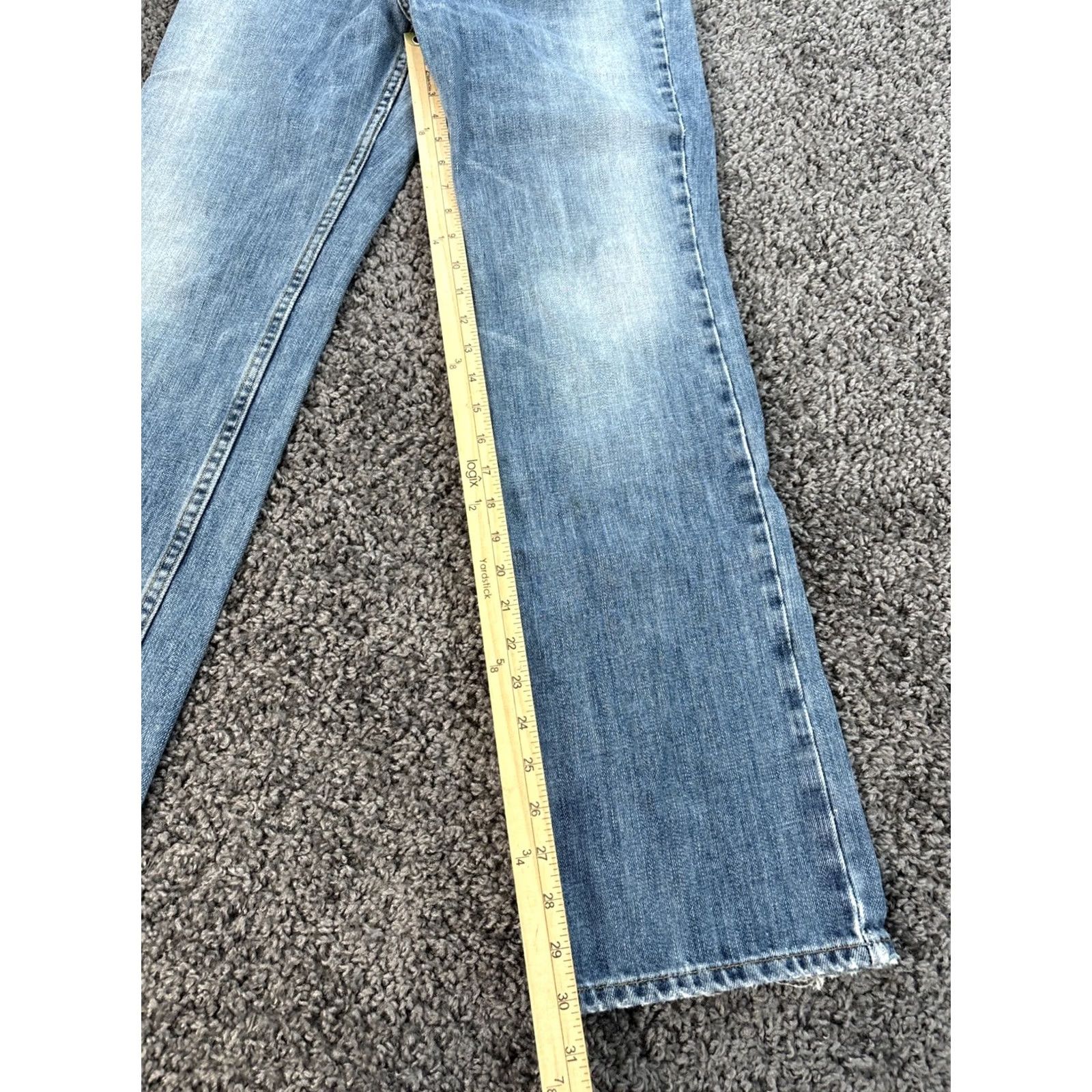 Express VINTAGE Express Jeans Womens 28x30 Stonewash Blue Light Wash Frayed Low Rise 90s Straight Womens Jeans Size 28" / US 6 / IT 42 - 2 Thumbnail