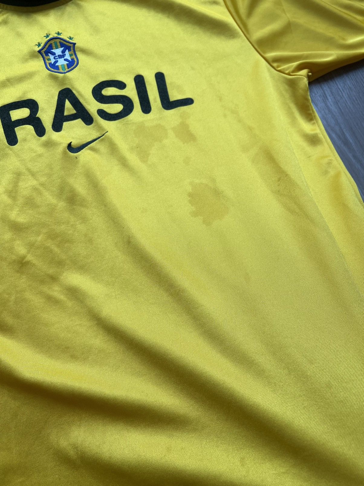 Nike × Vintage Vintage Nike Brasil Yellow Soccer T-Shirt Football Jersey Size US L / EU 52-54 / 3 - 6 Thumbnail