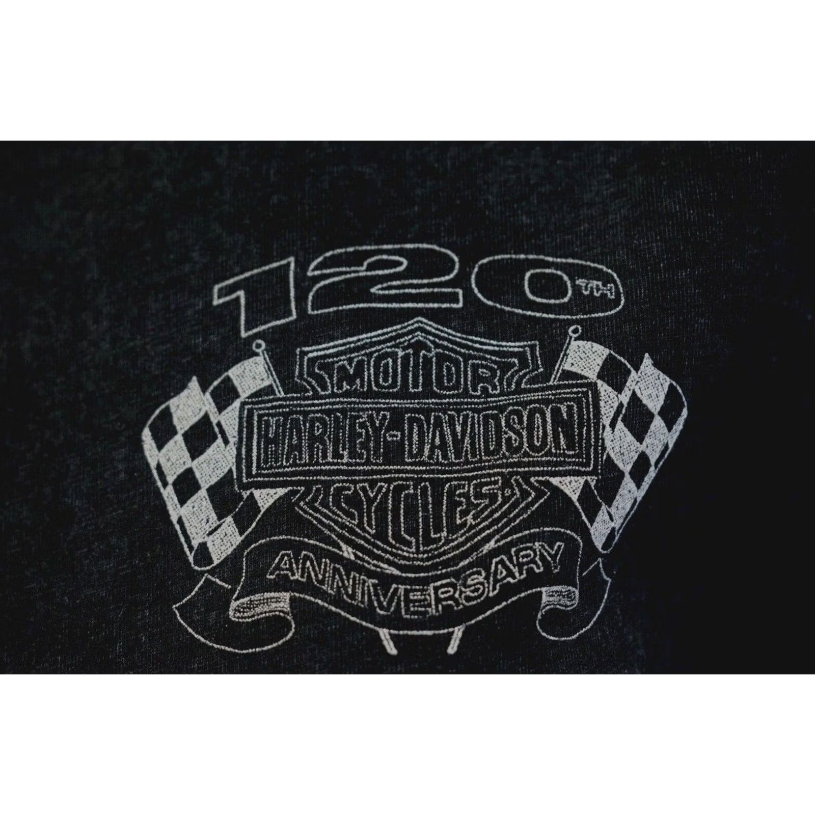 Harley Davidson Harley-Davidson Women's Black T-Shirt 120th Anniversary Racing Flag S Size S / US 4 / IT 40 - 4 Thumbnail