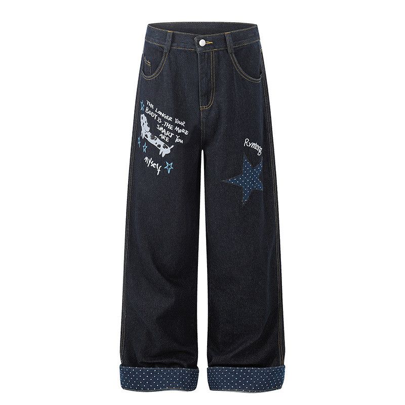 Jean Retro Embroidered Puppy Washed Straight-Leg Jeans Size US 32 / EU 48 - 1 Thumbnail