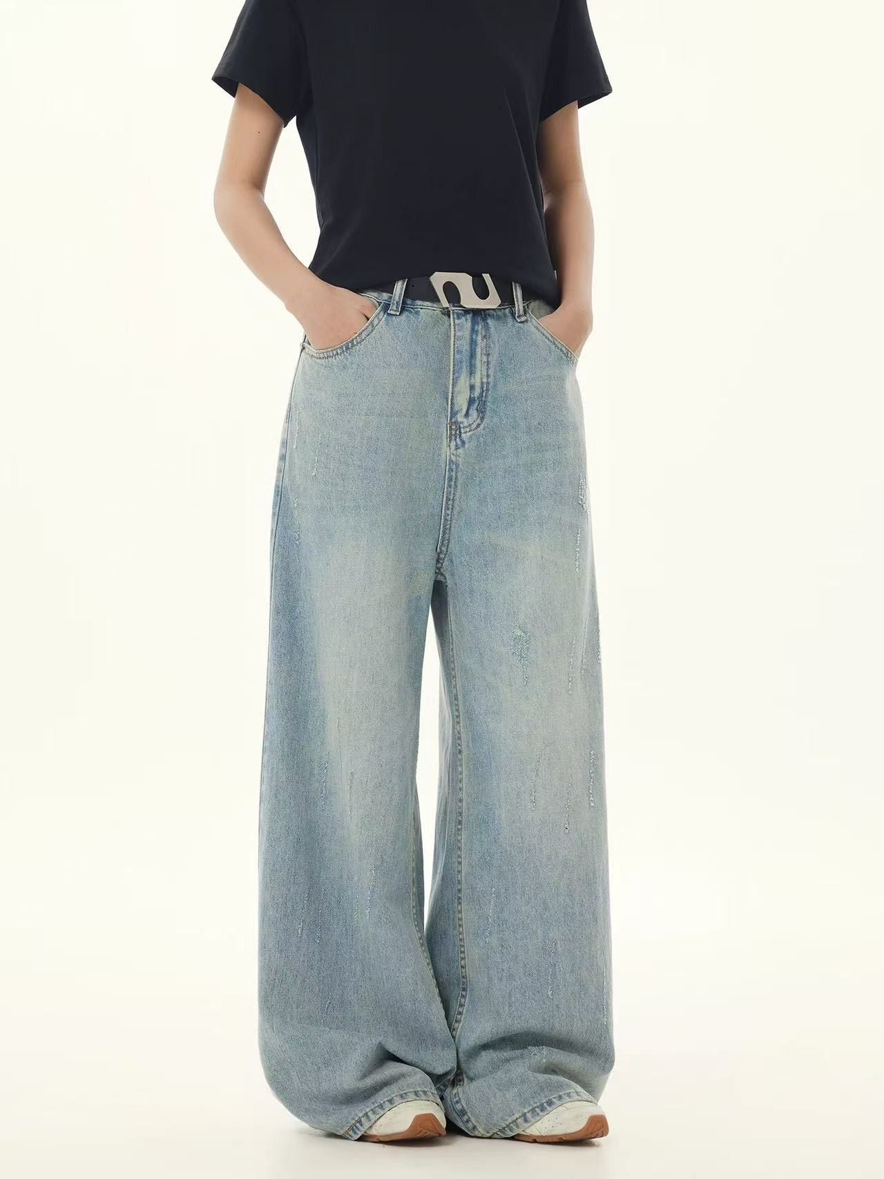Jean Men's vintage distressed washed cleanfit straight jeans Size US 32 / EU 48 - 4 Thumbnail