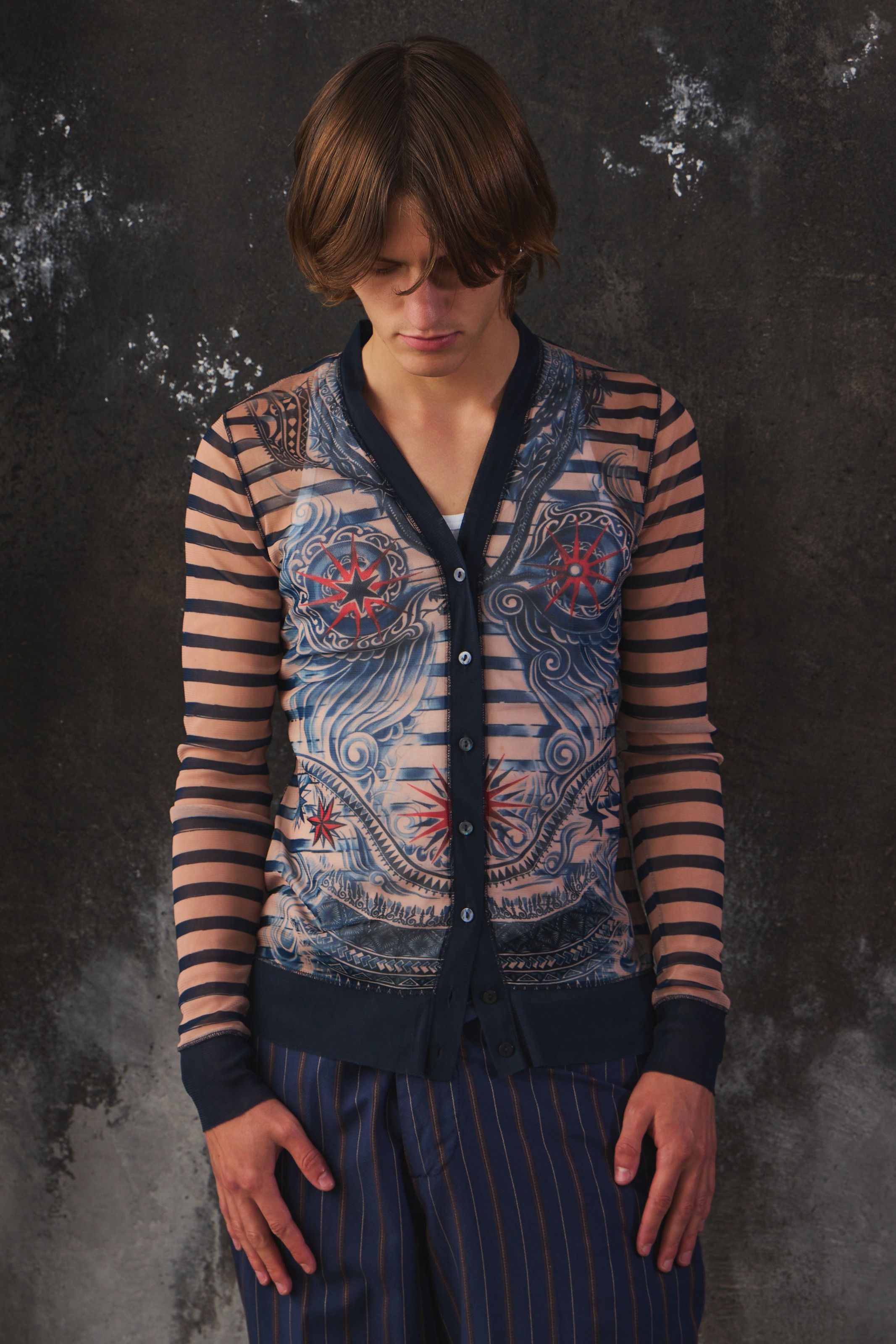 Jean Paul Gaultier Jean Paul Gaultier × LINDEX 2014 mesh printed Cardigan Size US M / EU 48-50 / 2 - 1 Thumbnail