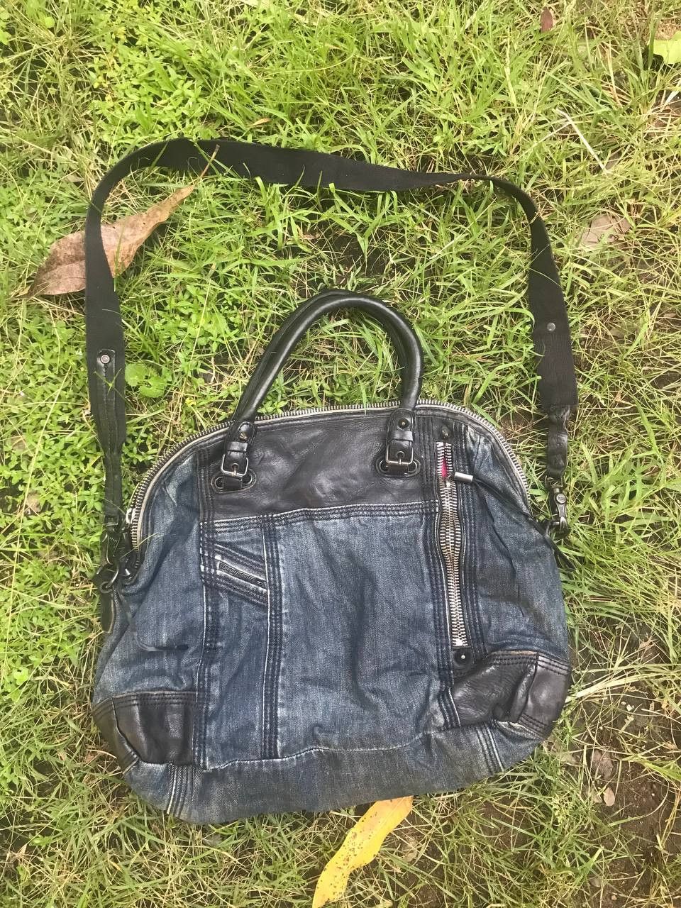 Diesel Denim Double Zipper Bag