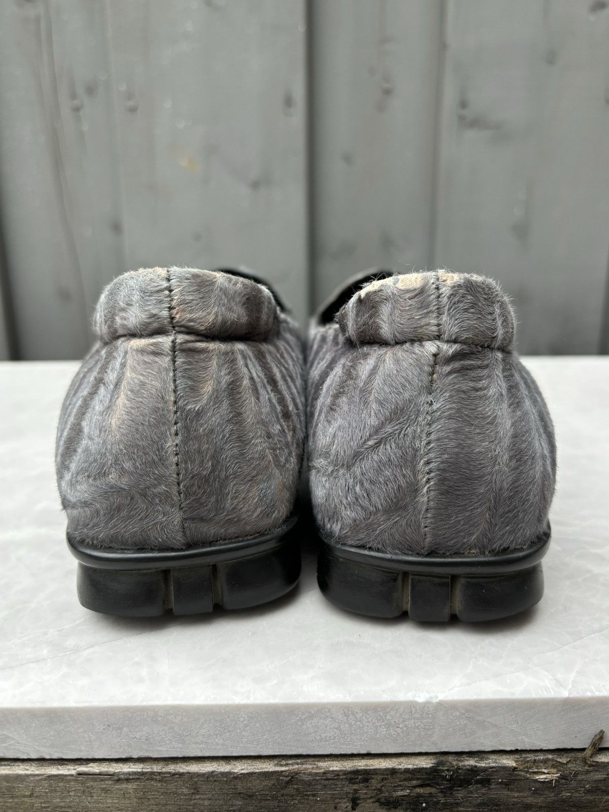 Prada × Vintage 1990s Prada Pony Hair Loafers Vintage Square Toe Fur Womens Size US 7 / IT 37 - 8 Thumbnail