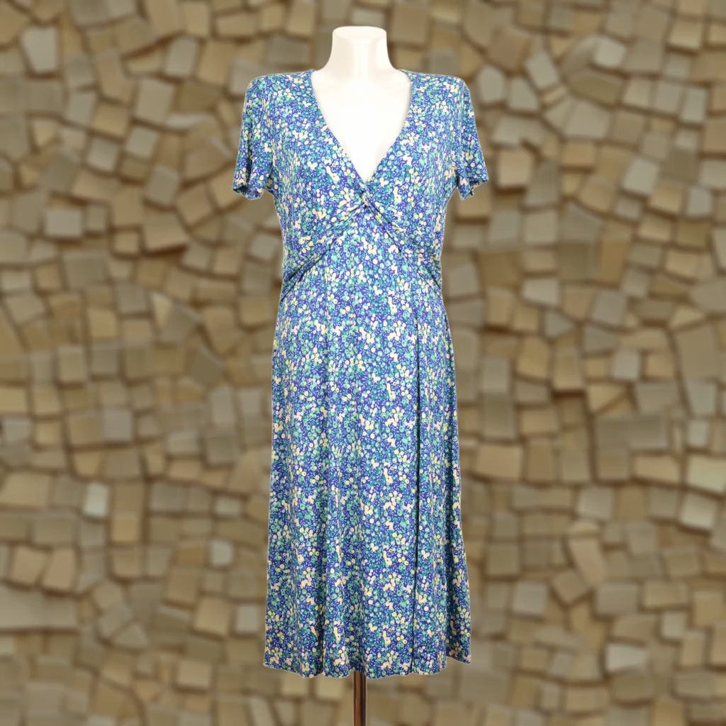 Vintage Brora Dress DDP Floral Print Viscose Blend Long A-Line 16 Blue Womens Size XXL / US 16-18 / IT 52-54 - 1 Thumbnail