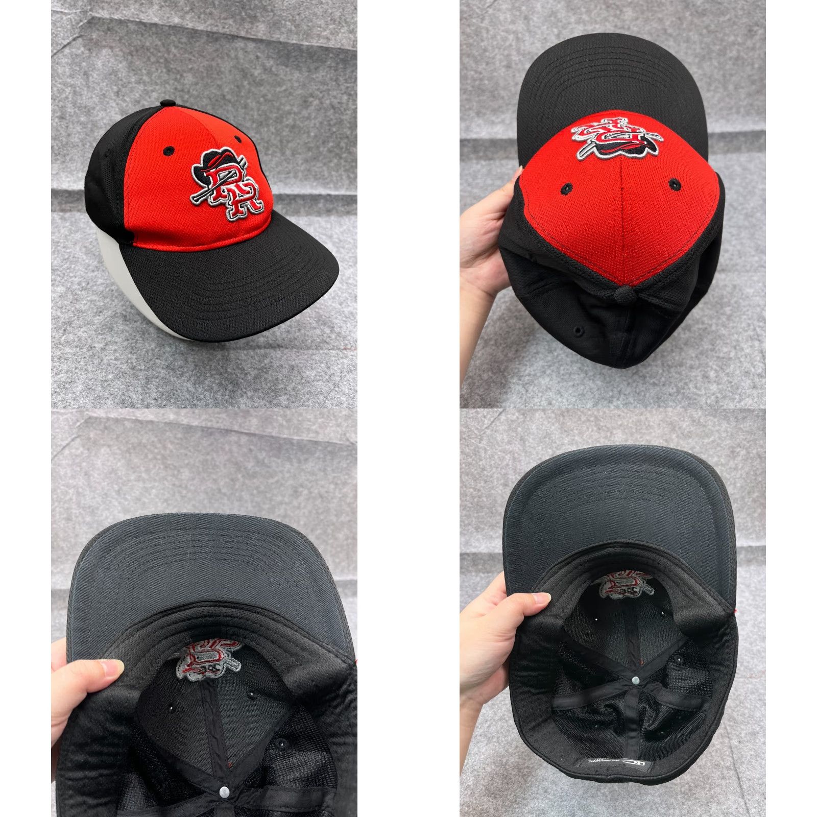 Vintage OC Sports Baseball Hat Cap Fitted Adult Large Black Red Polyester Size ONE SIZE - 8 Thumbnail