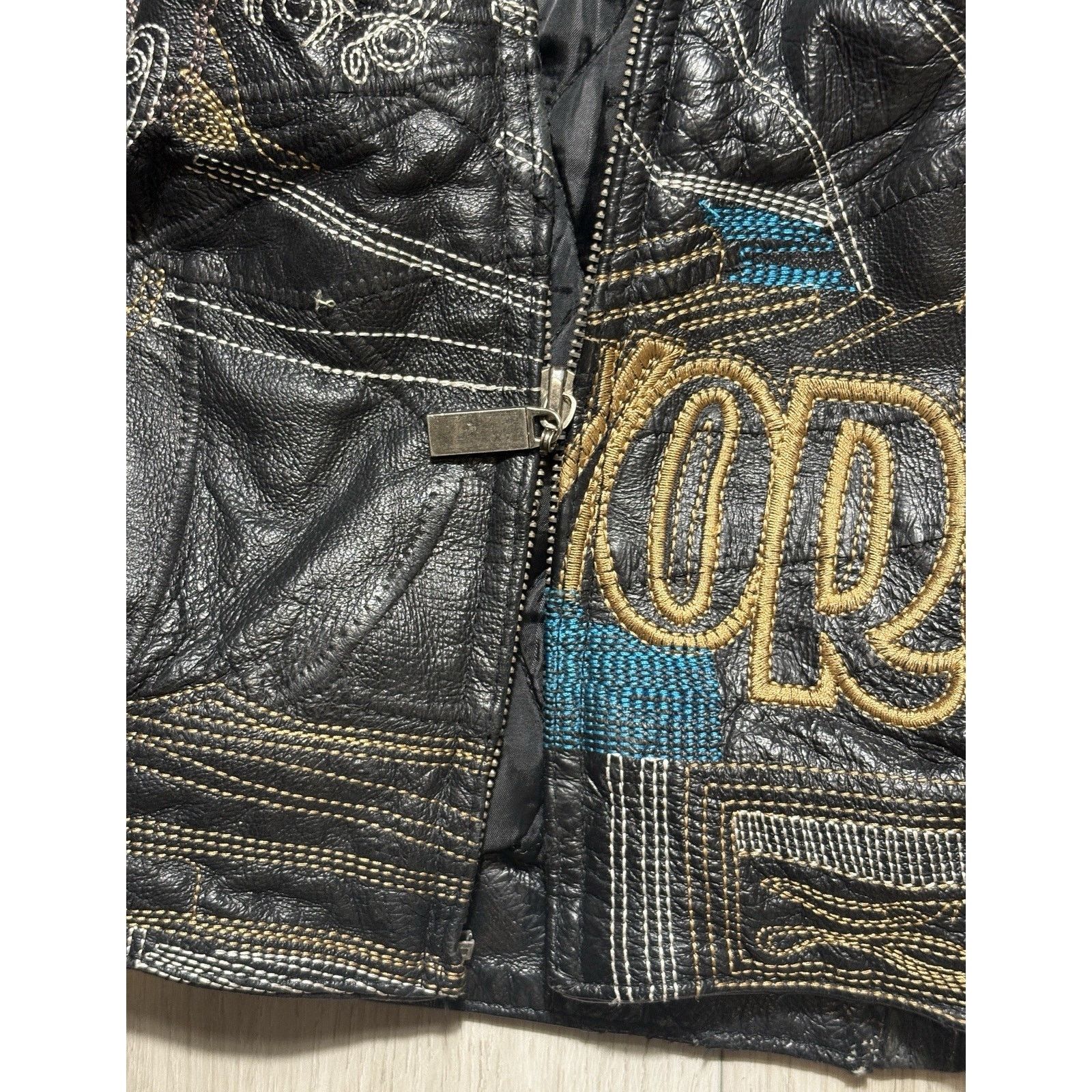 Other Scarface Leather Embroidered Fur Hood Jacket Black Y2K 5XL Size US XXL / EU 58 / 5 - 18 Thumbnail