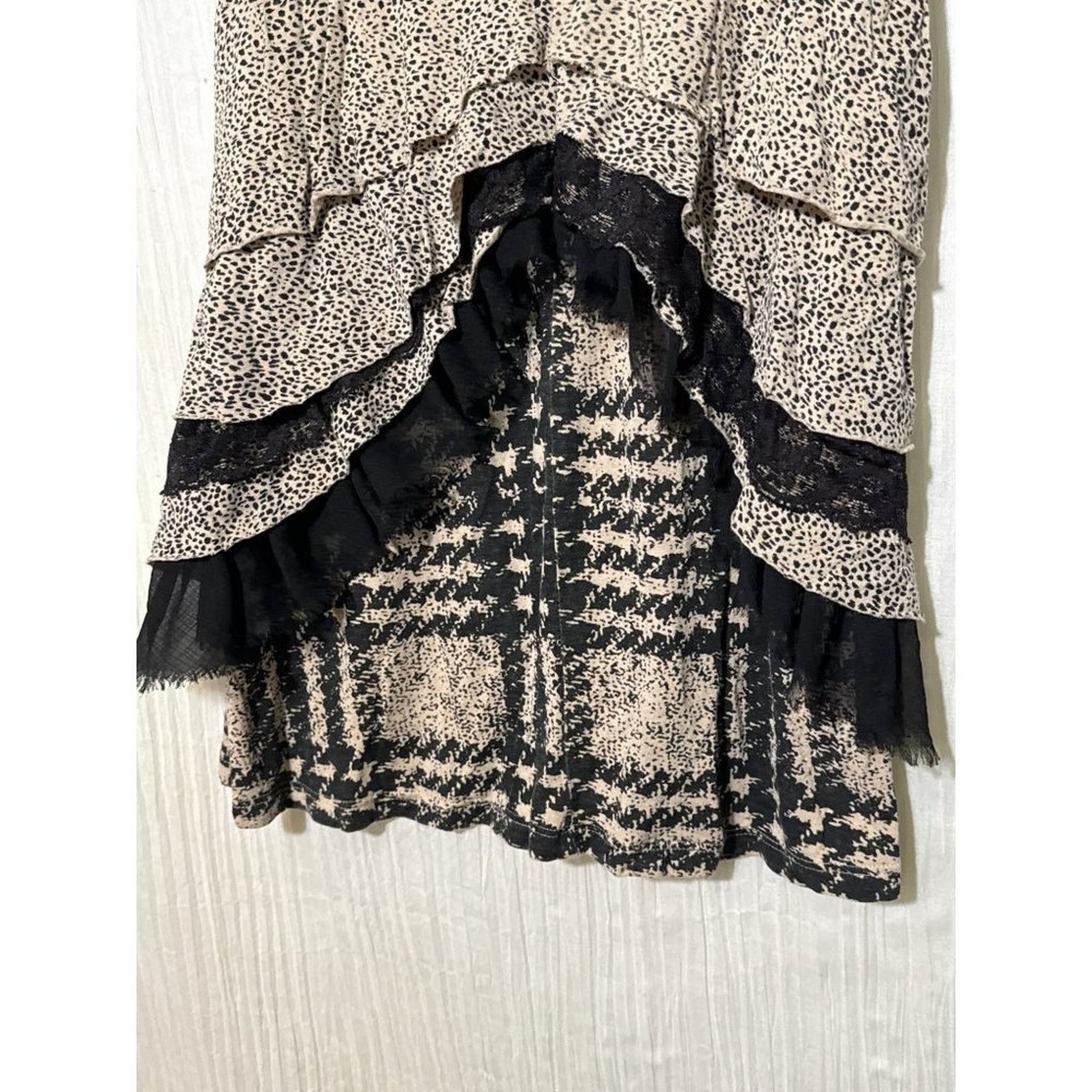 Other Silence & Noise Tiered Lace Tank Top Beige Black XS Size XS / US 0-2 / IT 36-38 - 2 Thumbnail