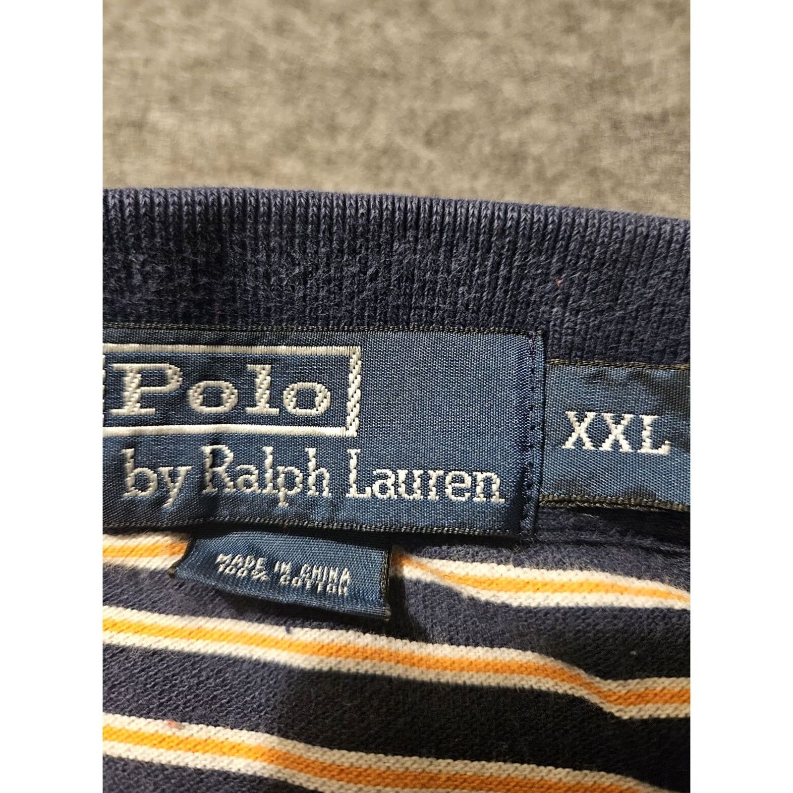 Polo Ralph Lauren VINTAGE Polo Ralph Lauren Polo Shirt Men 2XL Navy Blue Striped Short Sleeve Polo shirt 90s Preppy Mens Size US XXL / EU 58 / 5 - 2 Thumbnail