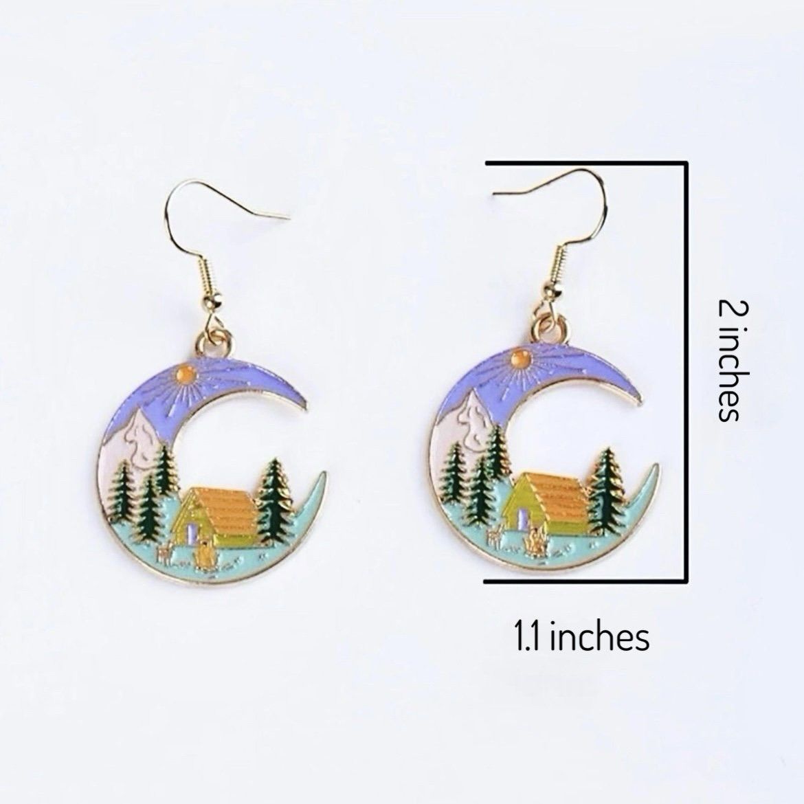 Other New Adventure Wanderlust Pastel Boho Moon Drop Earrings Size ONE SIZE - 6 Thumbnail